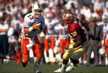 Gino Torretta was harassed all day as the Noles pounded on the Canes in '89.