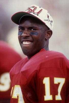 Calm, Cool & Collected: Charlie Ward shows some rare emotion as time expires on the Canes in '93.