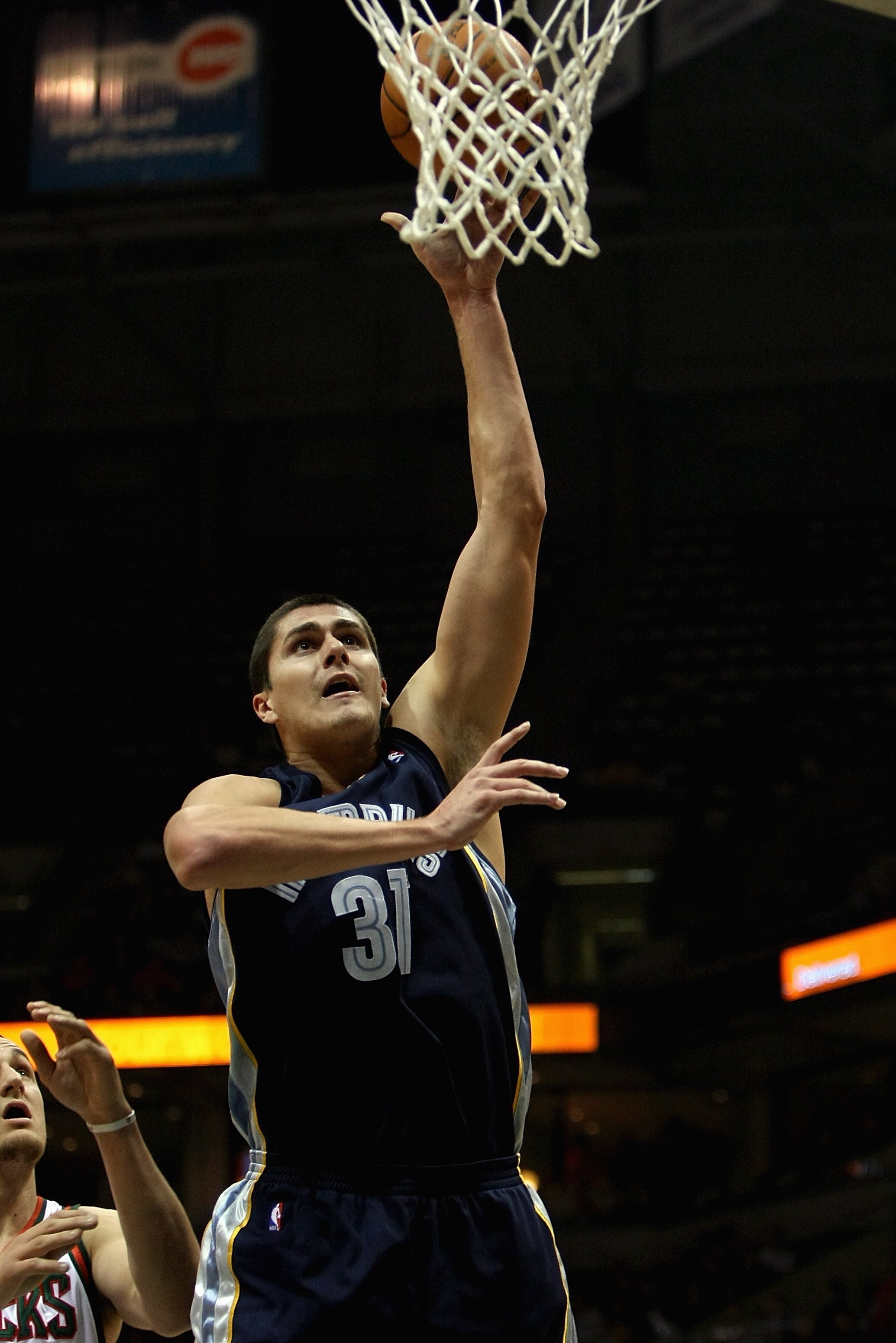 MILWAUKEE - NOVEMBER 14: Darko Milicic #31 of the Memphis Grizzlies puts a shot up during the game against the Milwaukee Bucks on November 14, 2007 at the Bradley Center in Milwaukee, Wisconsin.  The Bucks won 102-99.  NOTE TO USER: User expressly acknowl