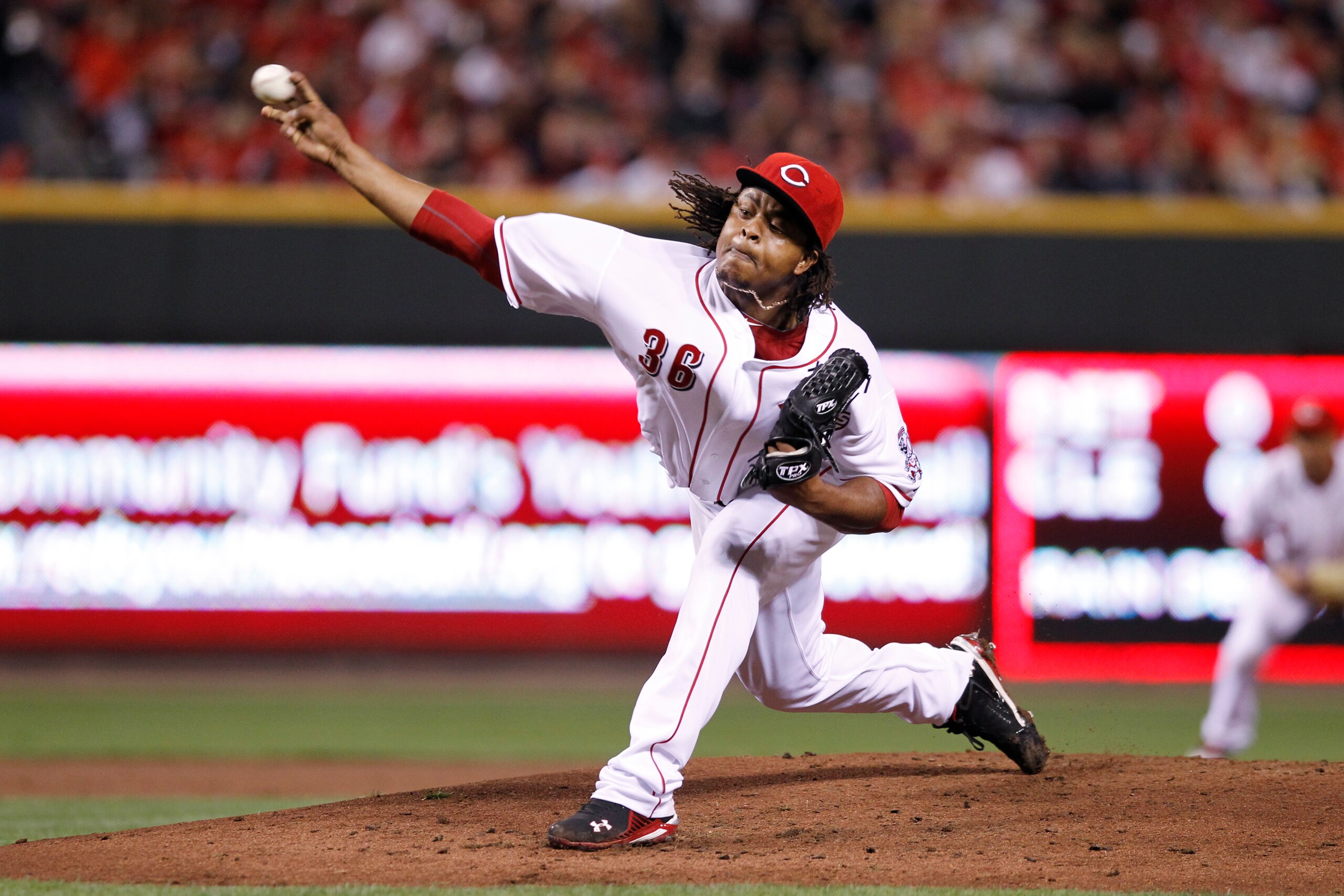 CINCINNATI, OH - SEPTEMBER 28: Edinson Volquez #36 of the Cincinnati Reds pitches against the Houston Astros at Great American Ball Park on September 28, 2010 in Cincinnati, Ohio. The Reds won 3-2 to clinch the NL Central Division title. (Photo by Joe Rob CINCINNATI, OH - SEPTEMBER 28: Edinson Volquez #36 of the Cincinnati Reds pitches against the Houston Astros at Great American Ball Park on September 28, 2010 in Cincinnati, Ohio. The Reds won 3-2 to clinch the NL Central Division title. (Photo by Joe Rob