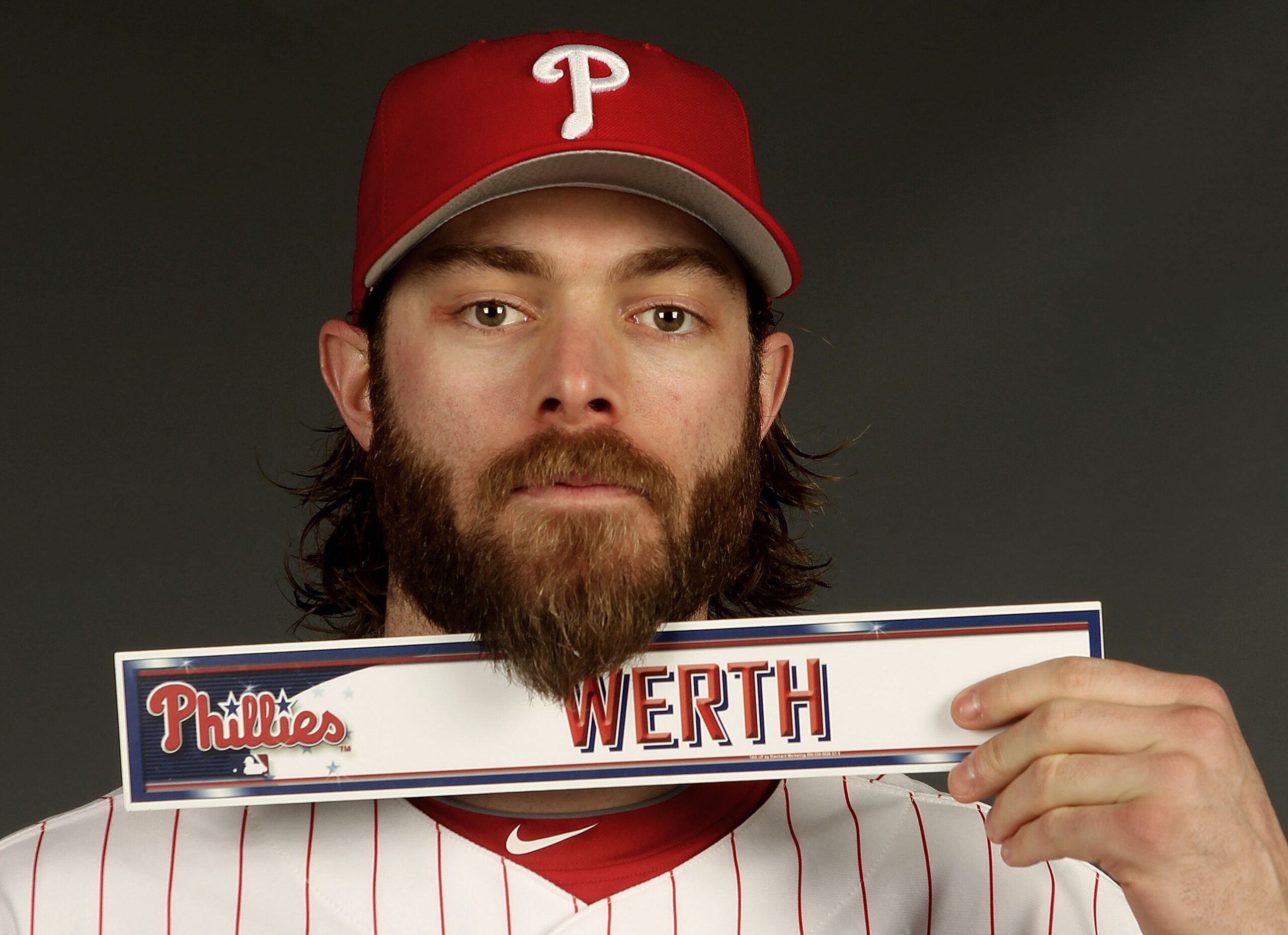 CLEARWATER, FL - FEBRUARY 24:  (EDITOR'S NOTE: IMAGE HAS BEEN DIGITALLY DESATURATED) Jayson Werth #28 of the Philadelphia Phillies poses for a photo during Spring Training Media Photo Day at Bright House Networks Field on February 24, 2010 in Clearwater,