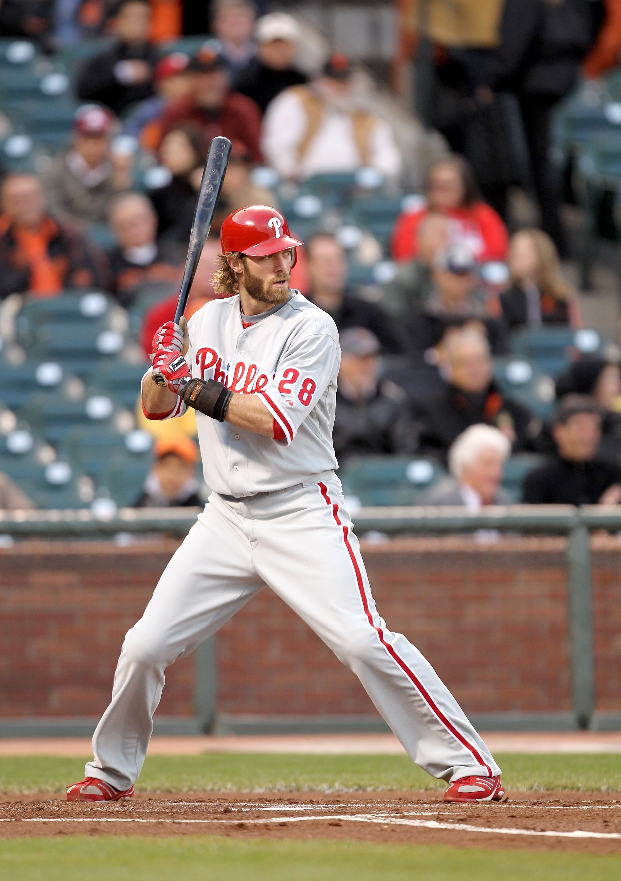 SAN FRANCISCO - APRIL 27:  Jayson Werth #28 of the Philadelphia Phillies bats against the San Francisco Giants at AT&T Park on April 27, 2010 in San Francisco, California.  (Photo by Ezra Shaw/Getty Images)