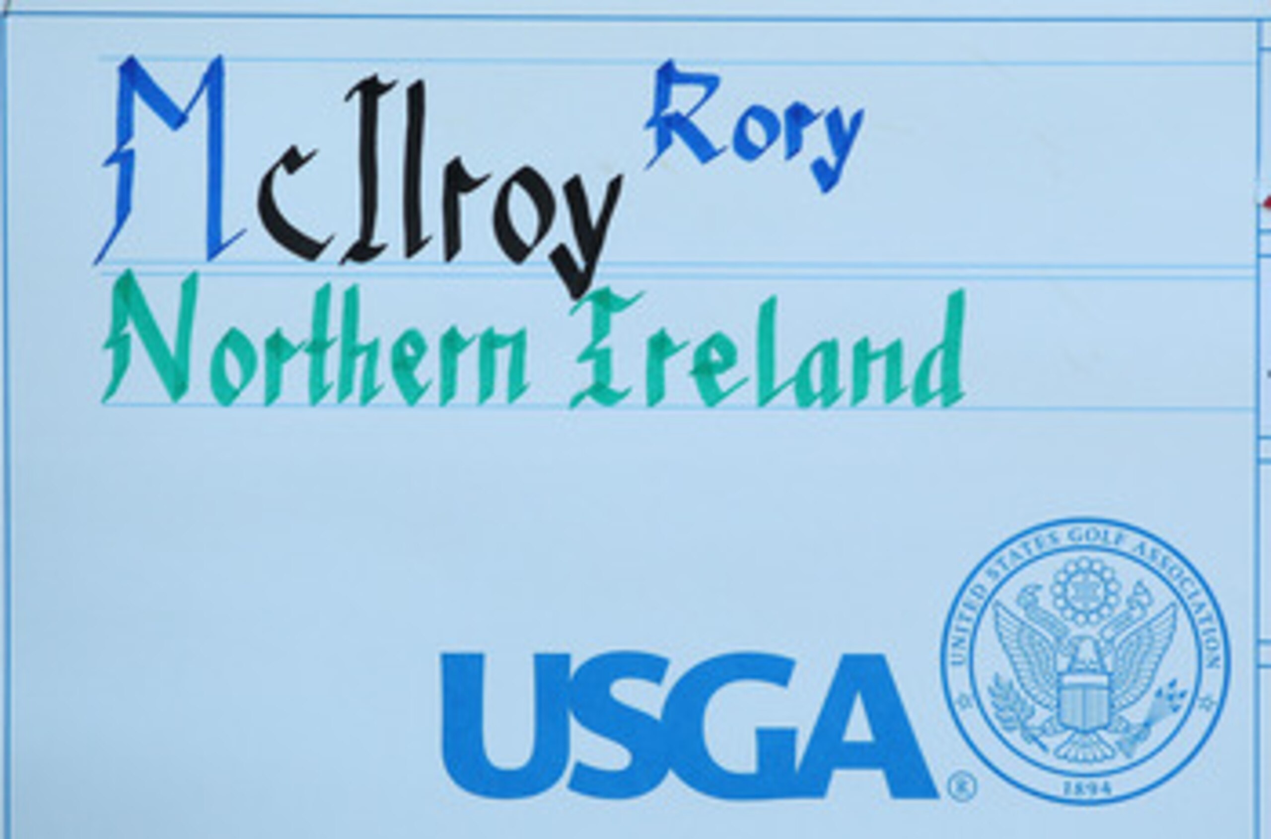 BETHESDA, MD - JUNE 17:  The handwritten scores of Rory McIlroy of Northern Ireland in the press room during the second round of the 111th U.S. Open at Congressional Country Club on June 17, 2011 in Bethesda, Maryland.  (Photo by Andrew Redington/Getty Im