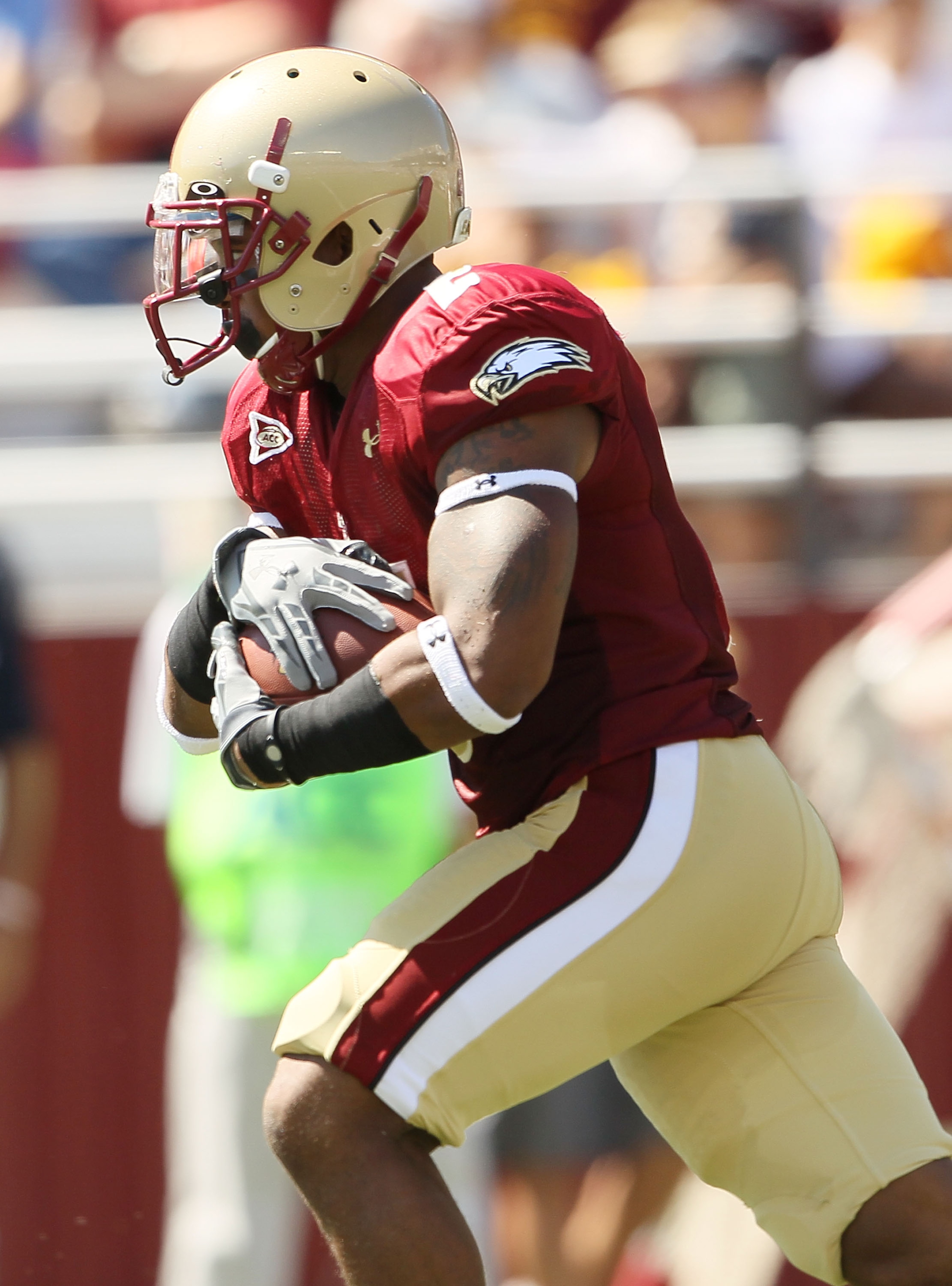 CHESTNUT HILL, MA - SEPTEMBER 04: Montel Harris #2 of the Boston College Eagles carries the ball in the first quarter against the Weber State Wildcats on September 4, 2010 at Alumni Stadium in Chestnut Hill, Massachusetts. (Photo by Elsa/Getty Images) CHESTNUT HILL, MA - SEPTEMBER 04: Montel Harris #2 of the Boston College Eagles carries the ball in the first quarter against the Weber State Wildcats on September 4, 2010 at Alumni Stadium in Chestnut Hill, Massachusetts. (Photo by Elsa/Getty Images)