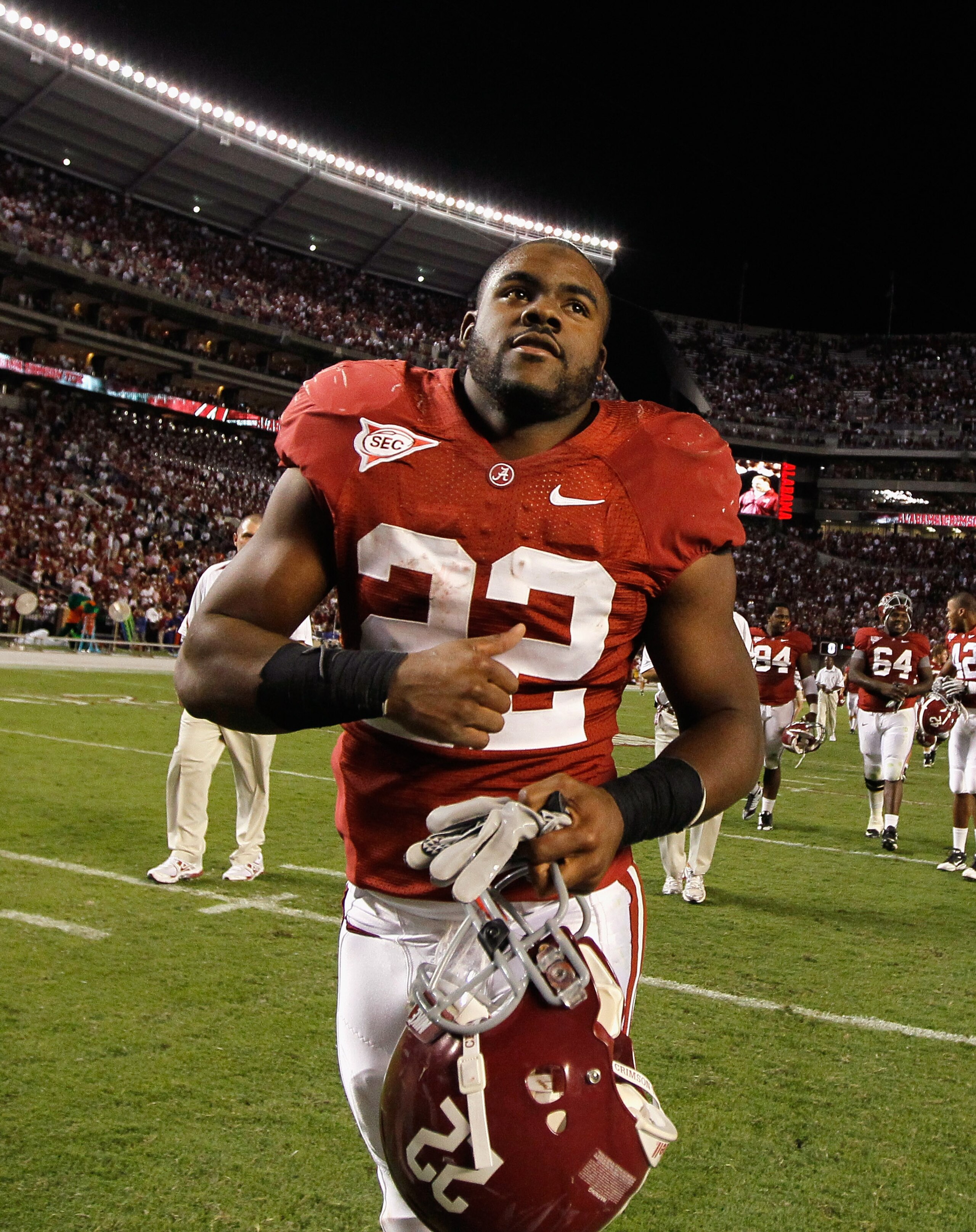 TUSCALOOSA, AL - OCTOBER 02: Mark Ingram #22 of the Alabama Crimson Tide reacts after their 31-6 win over the Florida Gators at Bryant-Denny Stadium on October 2, 2010 in Tuscaloosa, Alabama. (Photo by Kevin C. Cox/Getty Images) TUSCALOOSA, AL - OCTOBER 02: Mark Ingram #22 of the Alabama Crimson Tide reacts after their 31-6 win over the Florida Gators at Bryant-Denny Stadium on October 2, 2010 in Tuscaloosa, Alabama. (Photo by Kevin C. Cox/Getty Images)