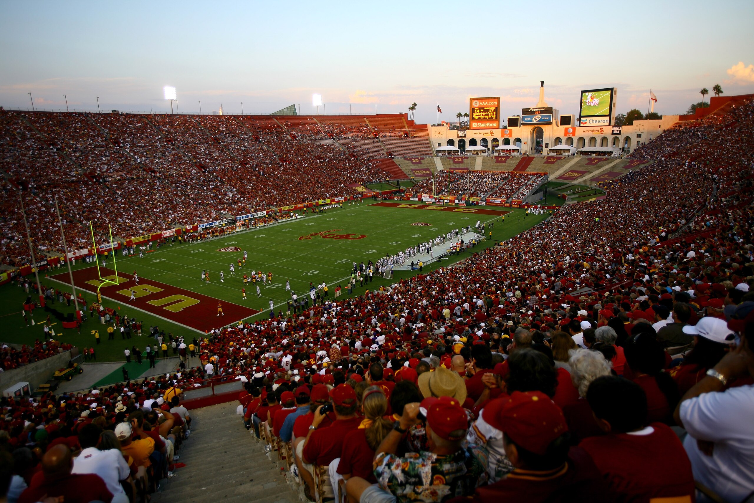 LOS ANGELES, CA - OCTOBER 02:  A general view of the stadium during the game between the Washington Huskies and the USC Trojans at the Los Angeles Memorial Coliseum on October 2, 2010 in Los Angeles, California.  (Photo by Stephen Dunn/Getty Images)