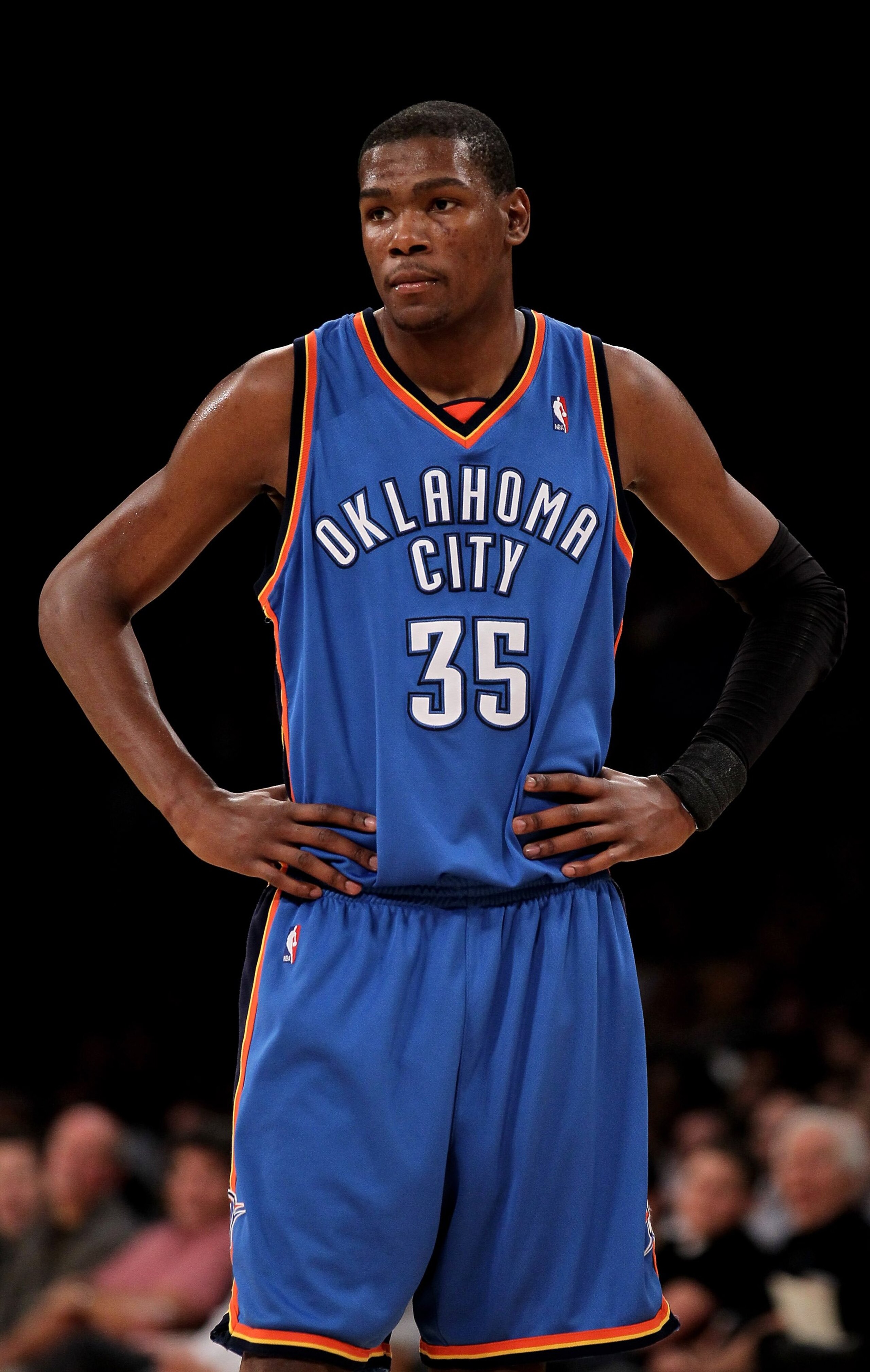 LOS ANGELES, CA - APRIL 20:  Kevin Durant #35 of the Oklahoma City Thunder on the court against the Los Angeles Lakers during Game Two of the Western Conference Quarterfinals of the 2010 NBA Playoffs on April 20, 2010 at Staples Center in Los Angeles, Cal