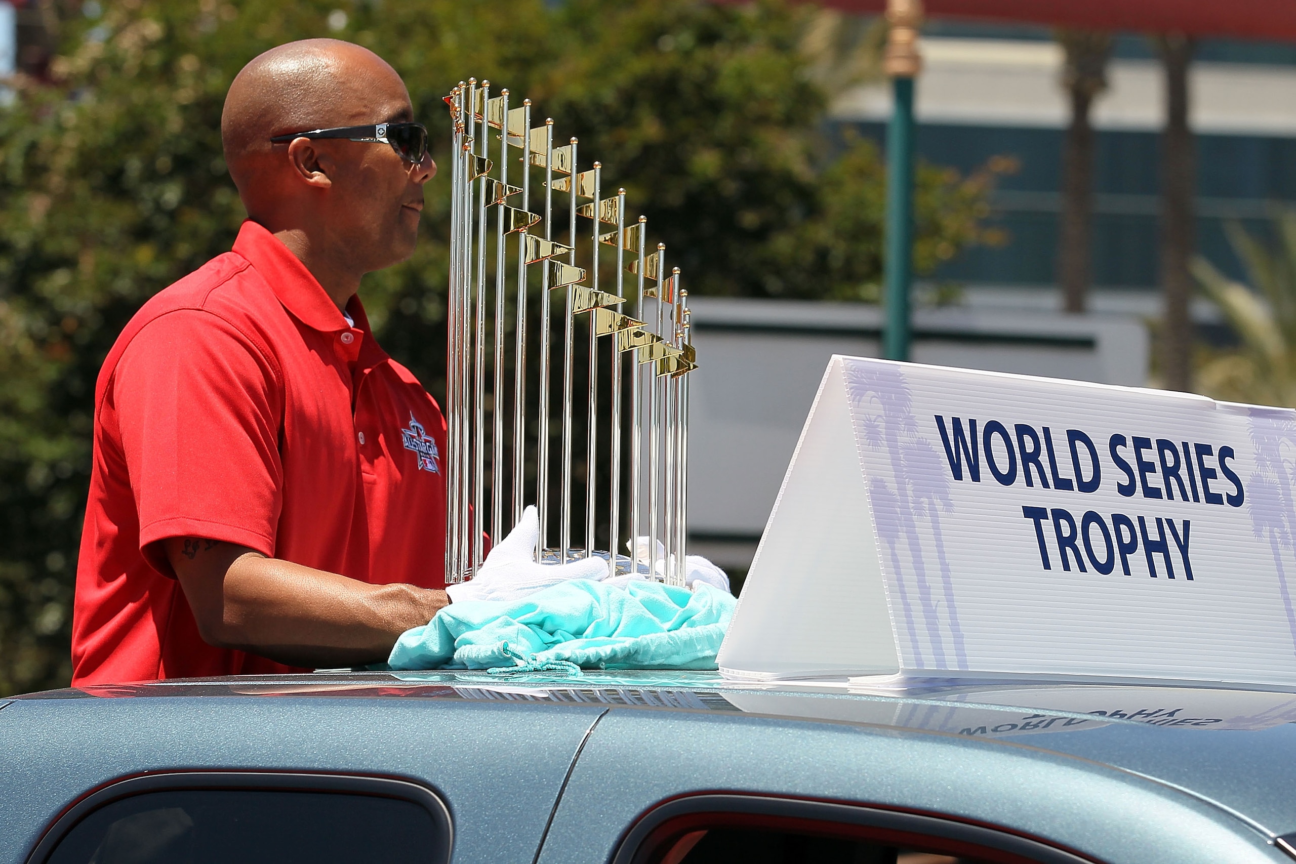 ANAHEIM, CA - JULY 13:  The World Series Trophy is shown during the 6th Annual MLB All-Star Red Carpet Show outside Angel Stadium of Anaheim on July 13, 2010 in Anaheim, California.  (Photo by Stephen Dunn/Getty Images)