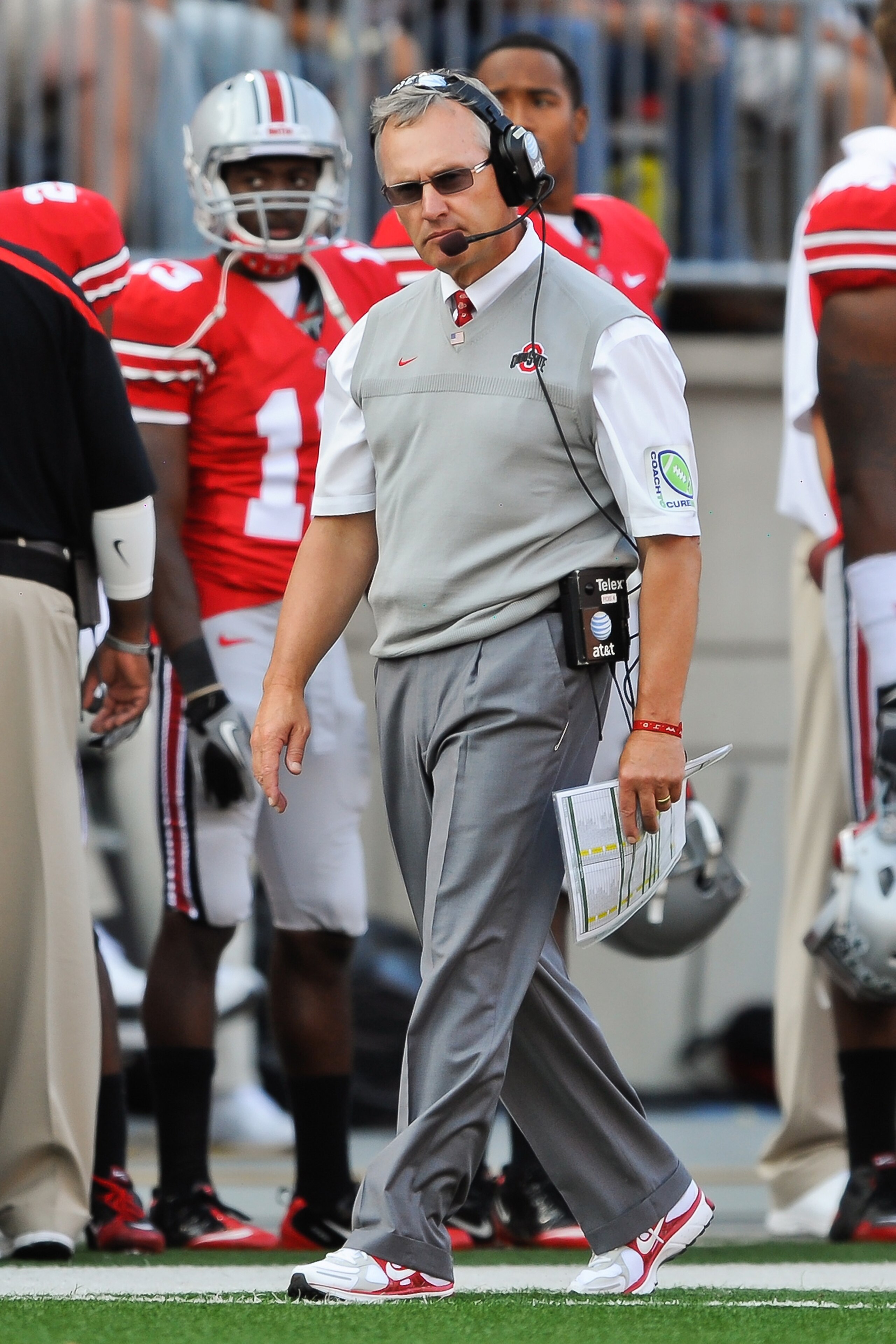 COLUMBUS, OH - SEPTEMBER 25: Head Coach Jim Tressel of the Ohio State Buckeyes watches his team play the Eastern Michigan Eagles at Ohio Stadium on September 25, 2010 in Columbus, Ohio. Ohio State won 73-20. (Photo by Jamie Sabau/Getty Images) COLUMBUS, OH - SEPTEMBER 25: Head Coach Jim Tressel of the Ohio State Buckeyes watches his team play the Eastern Michigan Eagles at Ohio Stadium on September 25, 2010 in Columbus, Ohio. Ohio State won 73-20. (Photo by Jamie Sabau/Getty Images)