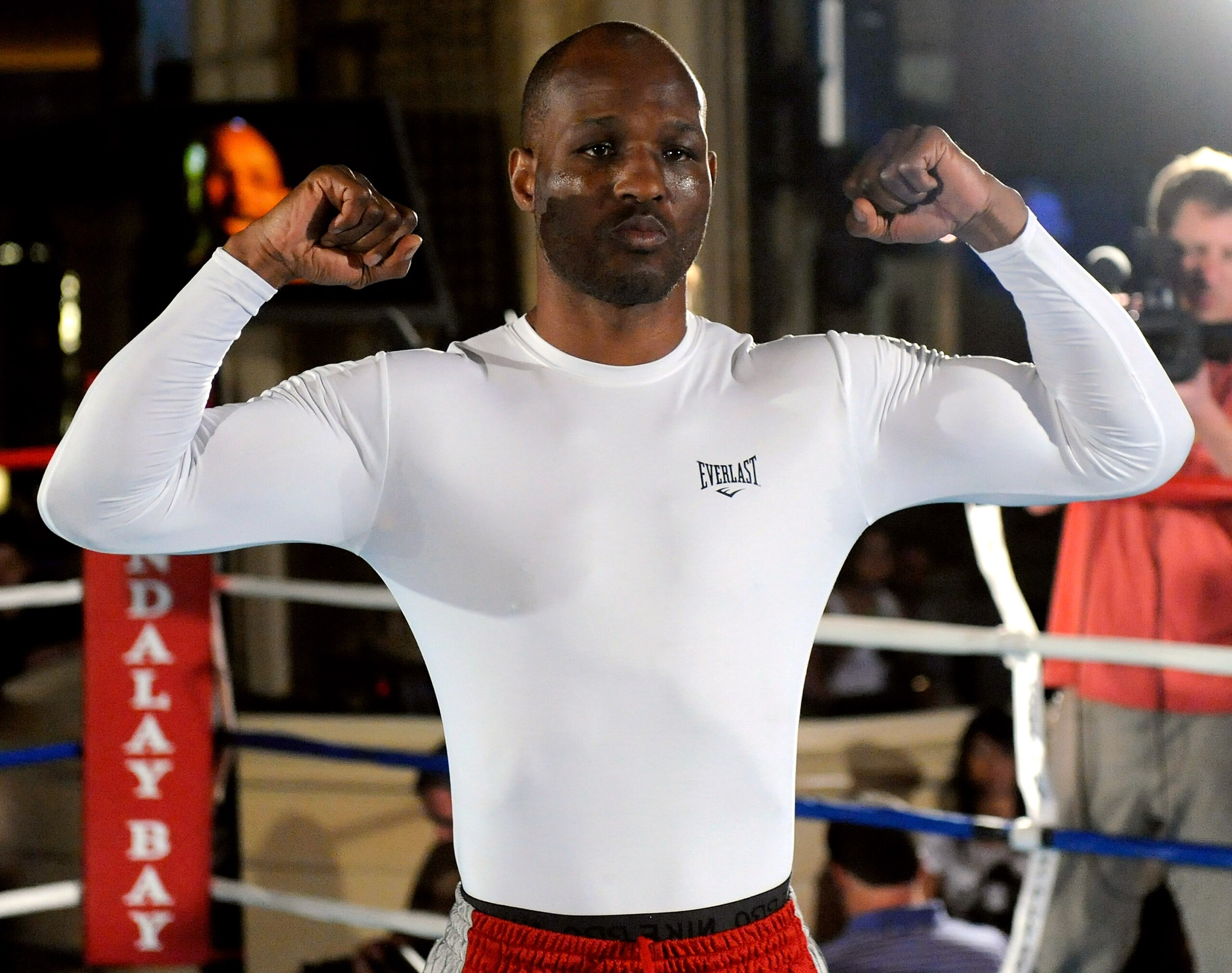 LAS VEGAS - MARCH 30:  Boxer Bernard Hopkins poses as he works out at the Mandalay Bay Resort & Casino March 30, 2010 in Las Vegas, Nevada. Hopkins will face Roy Jones Jr. in a light heavyweight bout on April 3 in Las Vegas.  (Photo by Ethan Miller/Getty