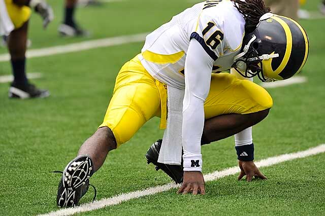 Denard before his 2nd 200/200 yard game.  Wow. -Detnews.com
