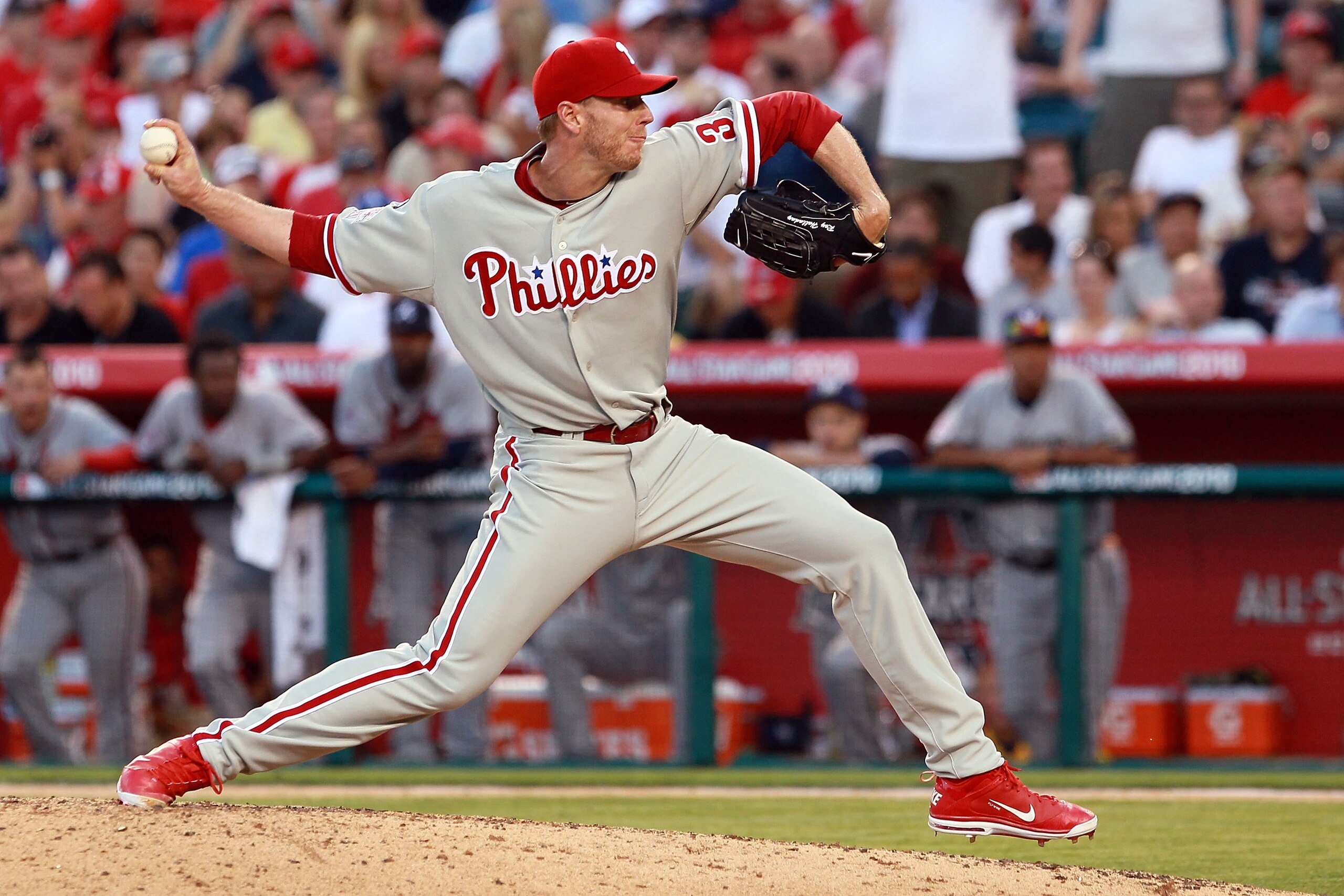 ANAHEIM, CA - JULY 13:  National League All-Star Roy Halladay #34 of the Philadelphia Philies throws a pitch during the 81st MLB All-Star Game at Angel Stadium of Anaheim on July 13, 2010 in Anaheim, California.  (Photo by Jeff Gross/Getty Images)