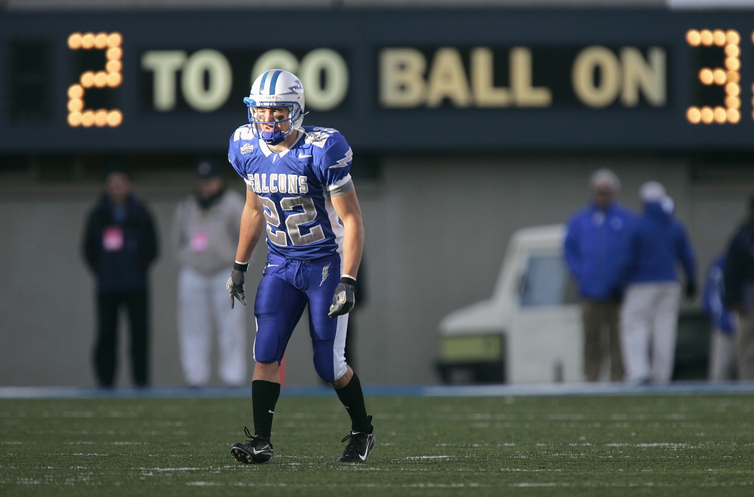 AIR FORCE ACADEMY, CO - NOVEMBER 11: Beau Suder #22 of the Air Force Falcons walks on the field during the game against the Notre Dame Fighting Irish on November 11, 2006 at Falcon Stadium on the Air Force Academy near Colorado Springs, Colorado.  (Photo