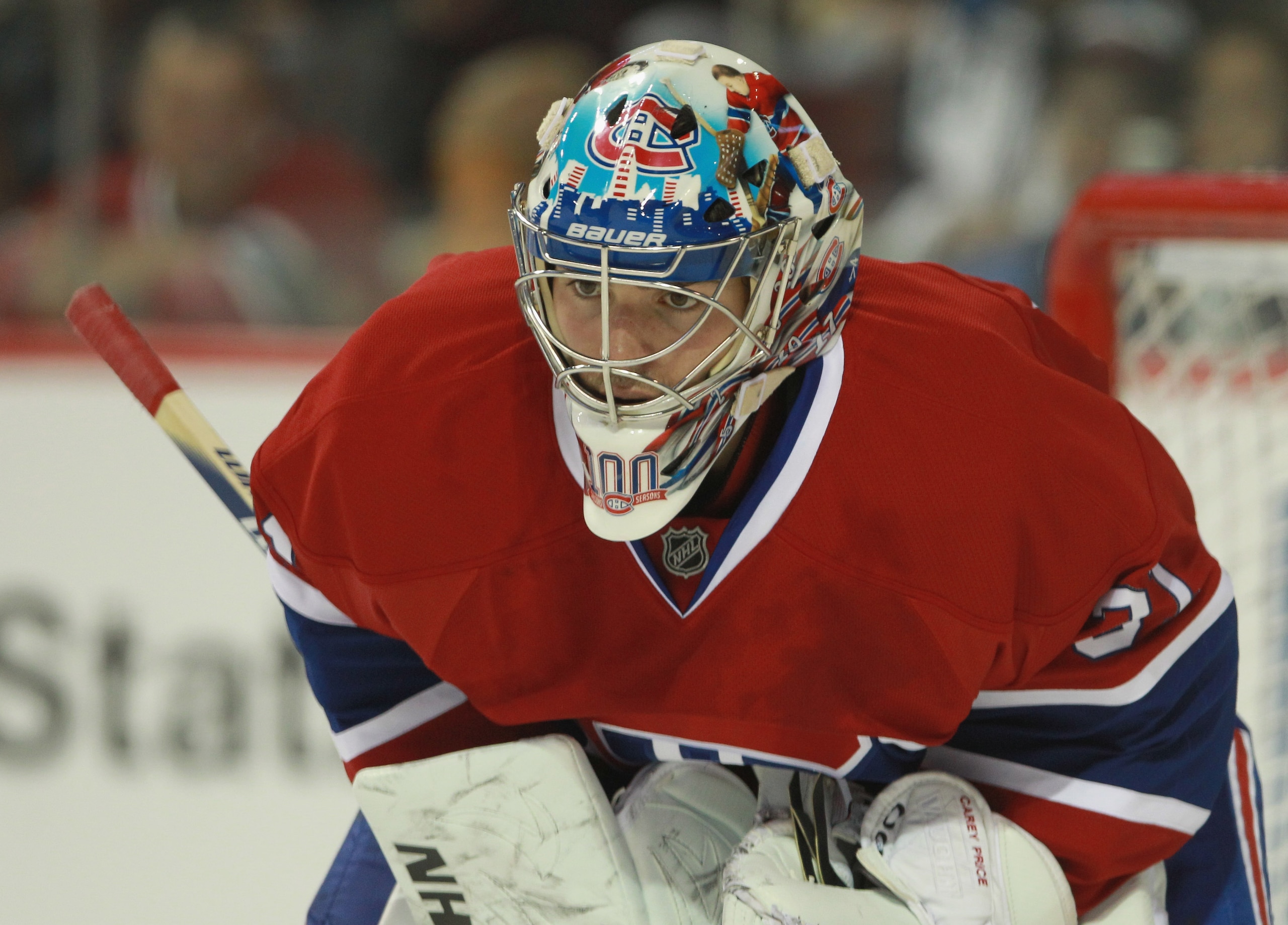 MONTREAL, QC - SEPTEMBER 27: Carey Price #31 of the Montreal Canadiens pauses during his game against the Montreal Canadiens at the Bell Centre on September 27, 2010 in Montreal, Canada.  (Photo by Bruce Bennett/Getty Images)