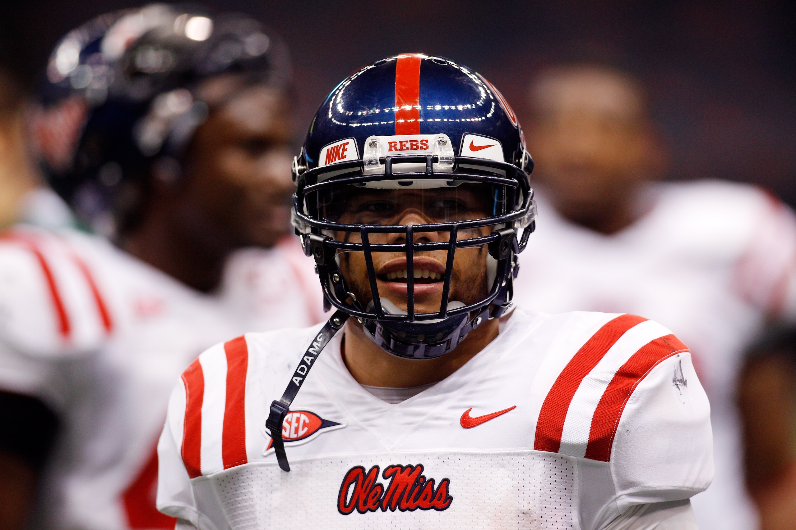NEW ORLEANS - SEPTEMBER 11:  Jeremiah Masoli #8 of the Ole Miss Rebels in action against the the Tulane Green Wave at the Louisiana Superdome on September 11, 2010 in New Orleans, Louisiana.  Ole Miss defeated Tulane 27-13.  (Photo by Chris Graythen/Getty
