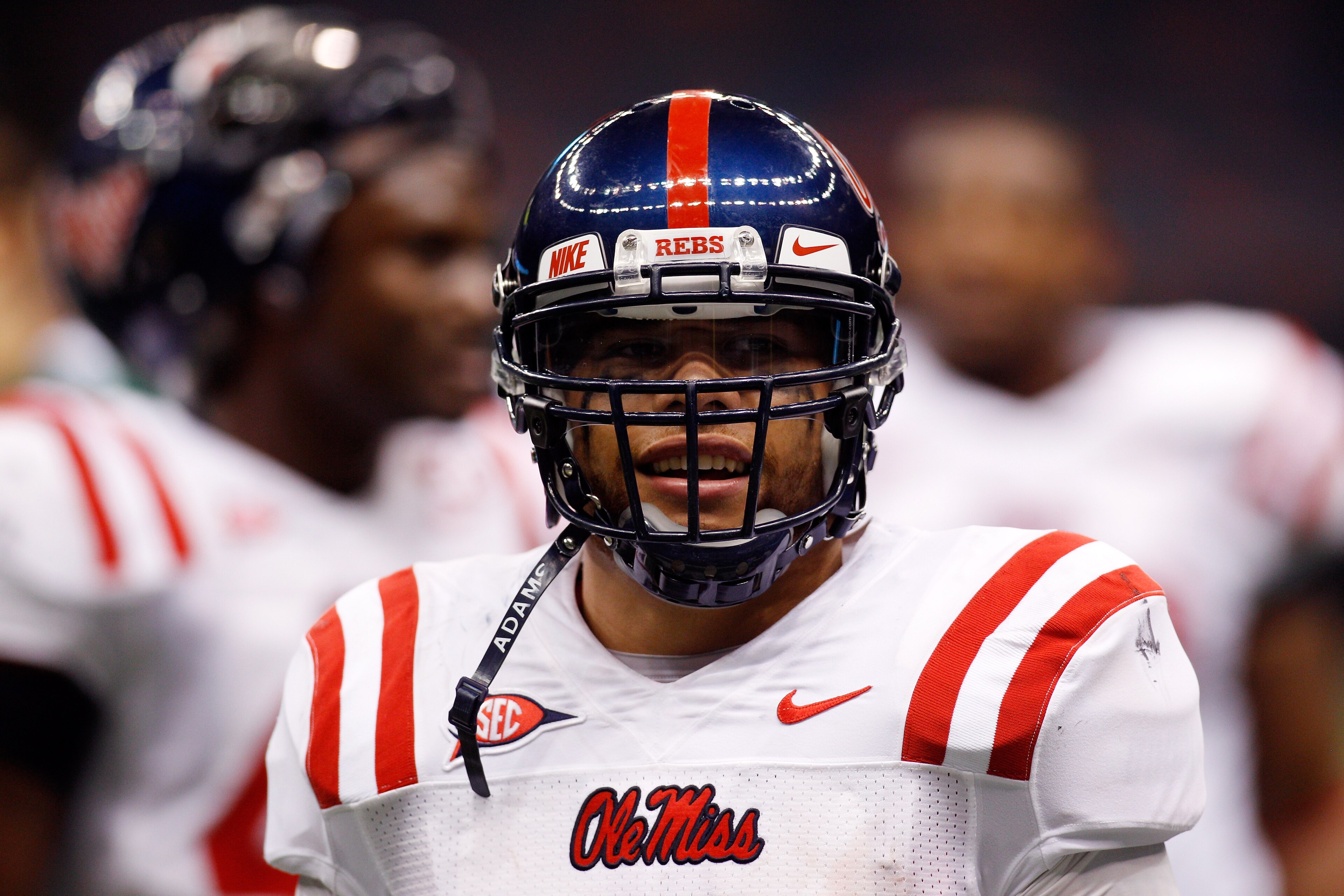 NEW ORLEANS - SEPTEMBER 11:  Jeremiah Masoli #8 of the Ole Miss Rebels in action against the the Tulane Green Wave at the Louisiana Superdome on September 11, 2010 in New Orleans, Louisiana.  Ole Miss defeated Tulane 27-13.  (Photo by Chris Graythen/Getty