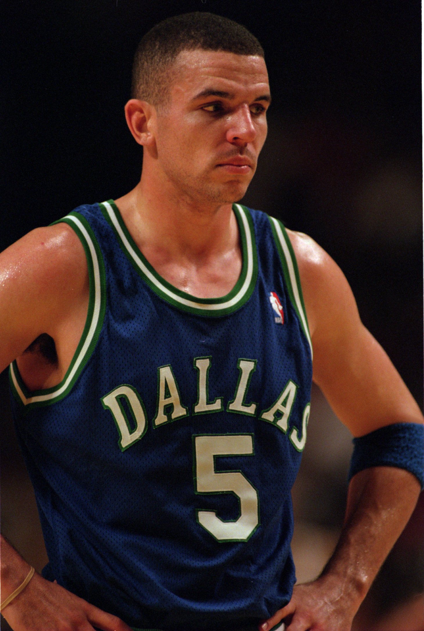 22 Dec 1995:  Point guard Jason Kidd of the Dallas Mavericks stands on the court during a break in the action of the Mavericks 90-79 loss to the Indiana Pacers at Market Square Arena in Indianapois, Indiana.     Mandatory Credit: Allsport USA/Allsport