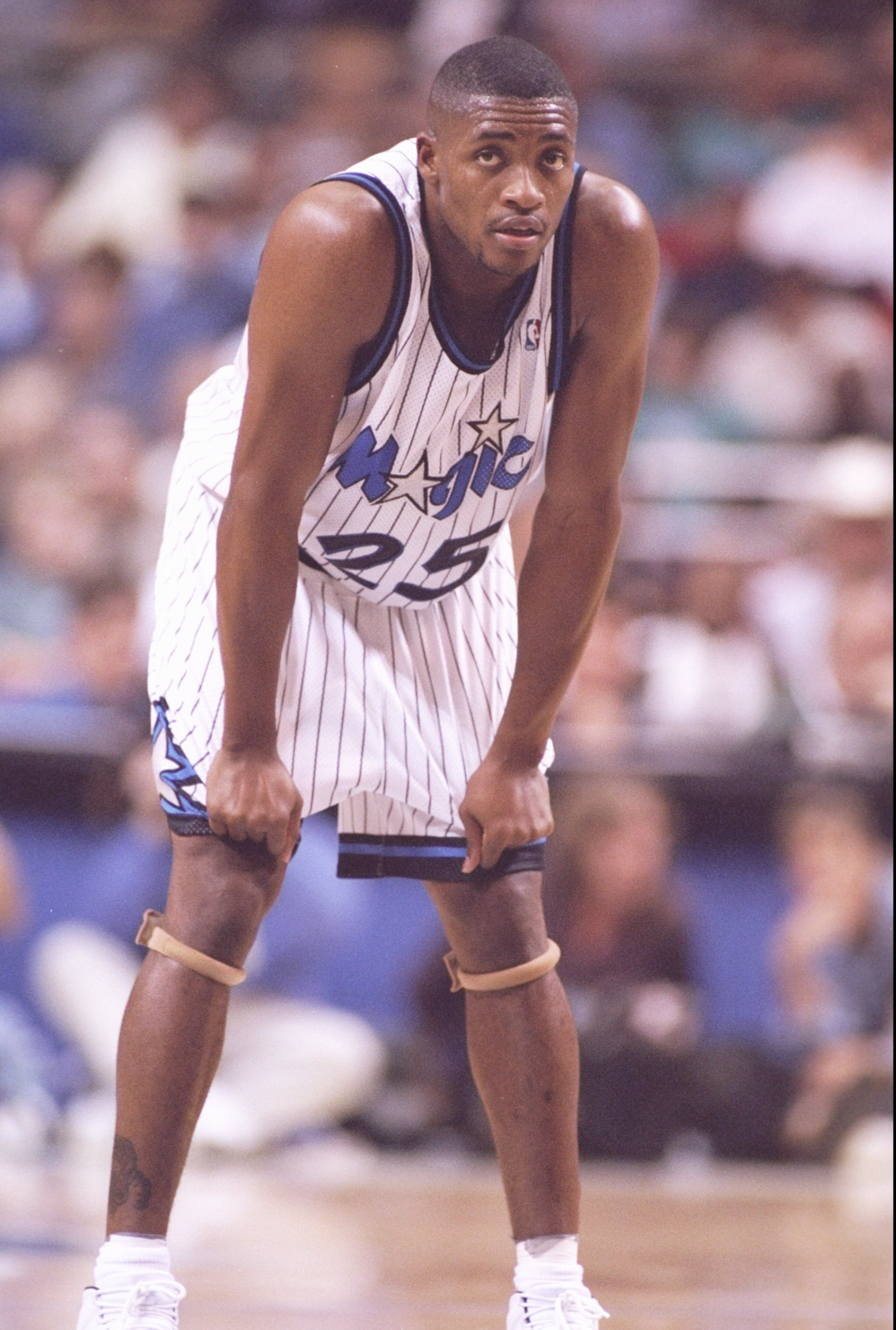 14 Nov 1995:  Guard Nick Anderson of the Orlando Magic looks on during a game against the Chicago Bulls at the Orlando Arena in Orlando, Florida.  The Magic won the game, 94-88. Mandatory Credit: Allsport  /Allsport