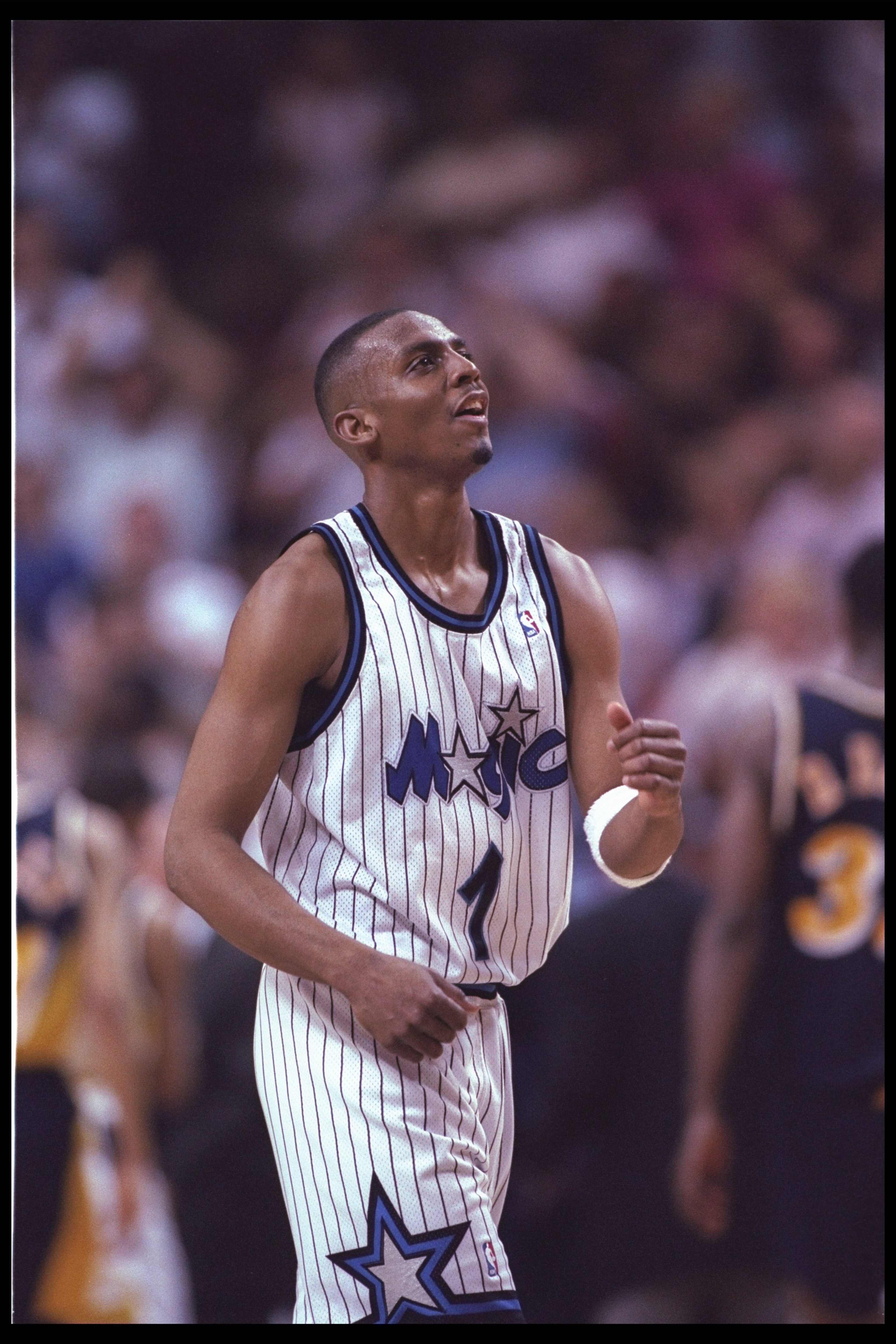 12 Apr 1996:  Guard Anfernee 'Penny' Hardaway of the Orlando Magic looks on during a game against the Indiana Pacers played at the Orlando Arena in Orlando, Florida.  The Pacers won the game, 111-101. Mandatory Credit: ALLSPORT USA/Allsport