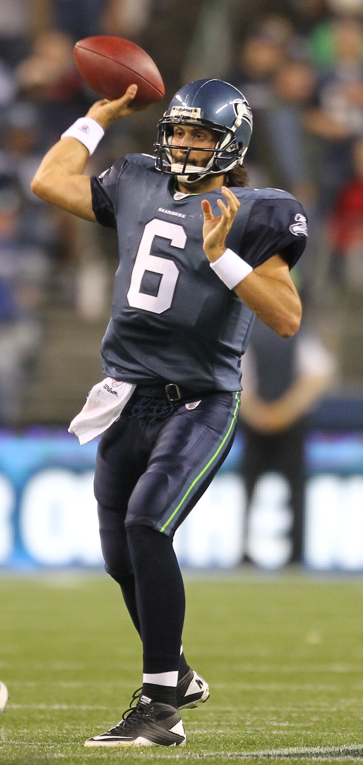 SEATTLE - AUGUST 21:  Quarterback Charlie Whitehurst #6 of the Seattle Seahawks passes during the preseason game against the Green Bay Packers at Qwest Field on August 21, 2010 in Seattle, Washington. (Photo by Otto Greule Jr/Getty Images)