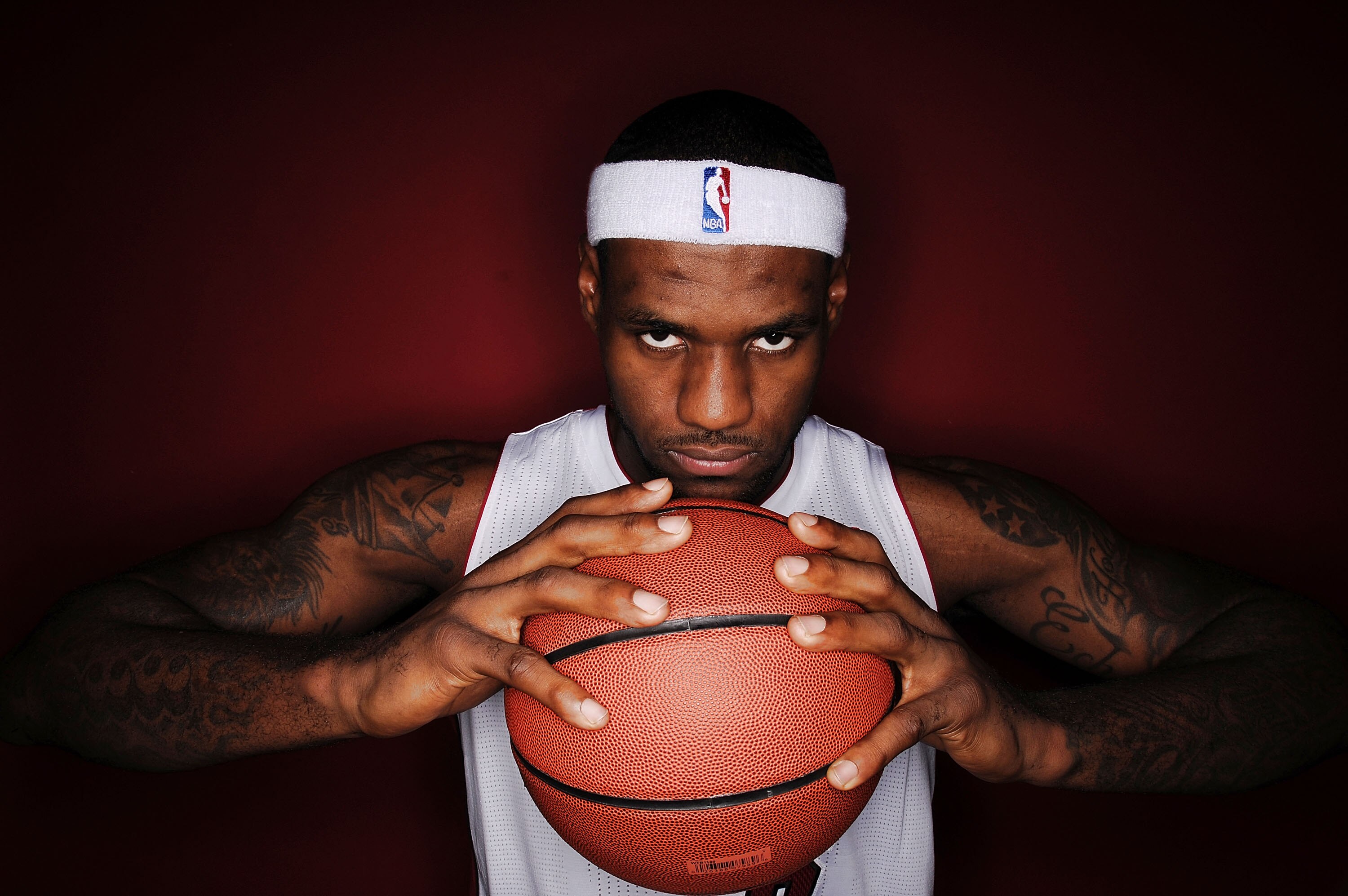 MIAMI - SEPTEMBER 27:  LeBron James #6 of the Miami Heat pose for photos during media day at the Bank United Center on September 27, 2010 in Miami, Florida.  (Photo by Marc Serota/Getty Images)