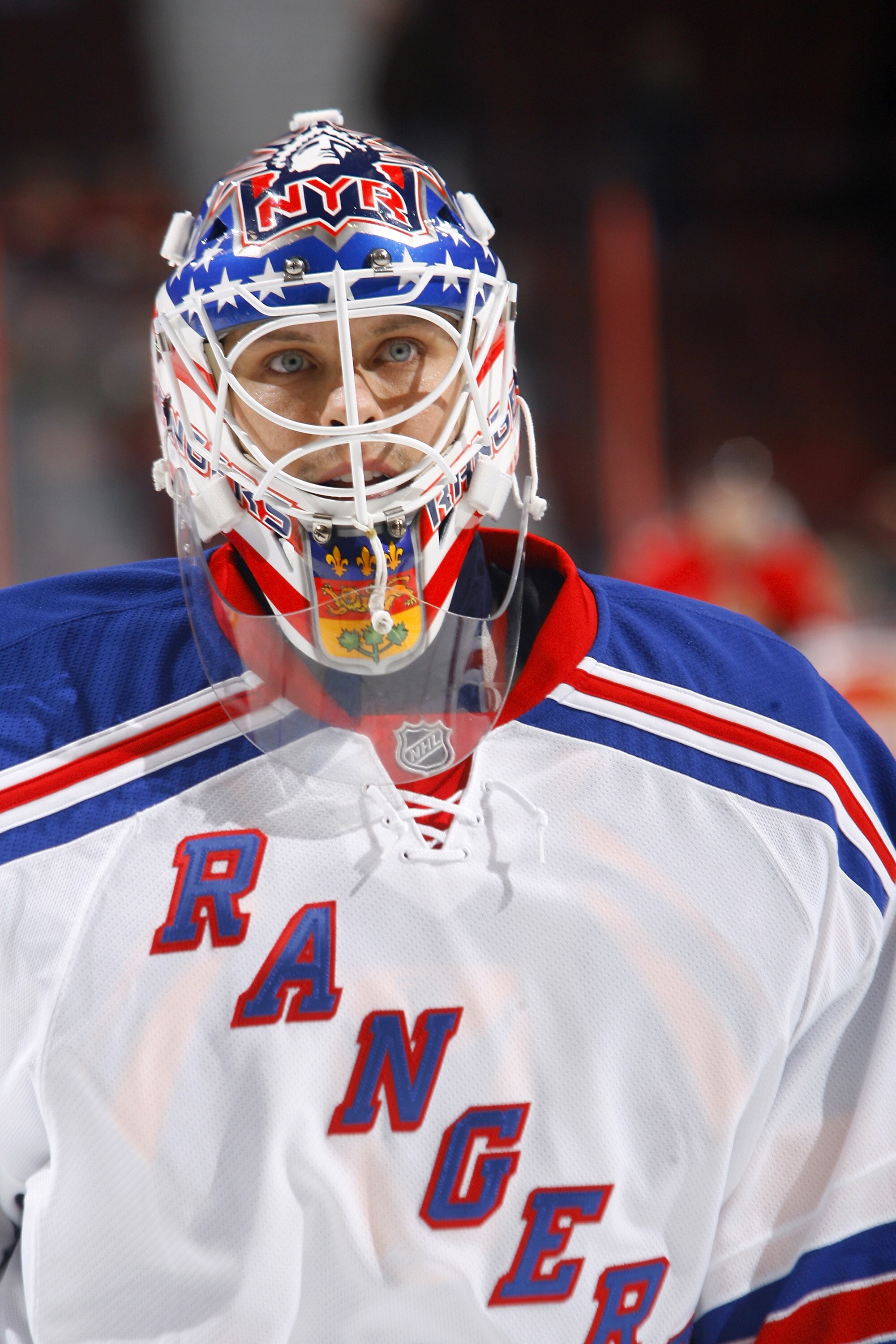 KANATA, ON - OCTOBER 02:  Henrik Lundqvist #30 of the New York Rangers skates in warmup before a game against the Ottawa Senators at Scotiabank Place on October 2, 2010 in Kanata, Ontario, Canada.  The Ottawa Senators defeated the New York Rangers 8-5.  (