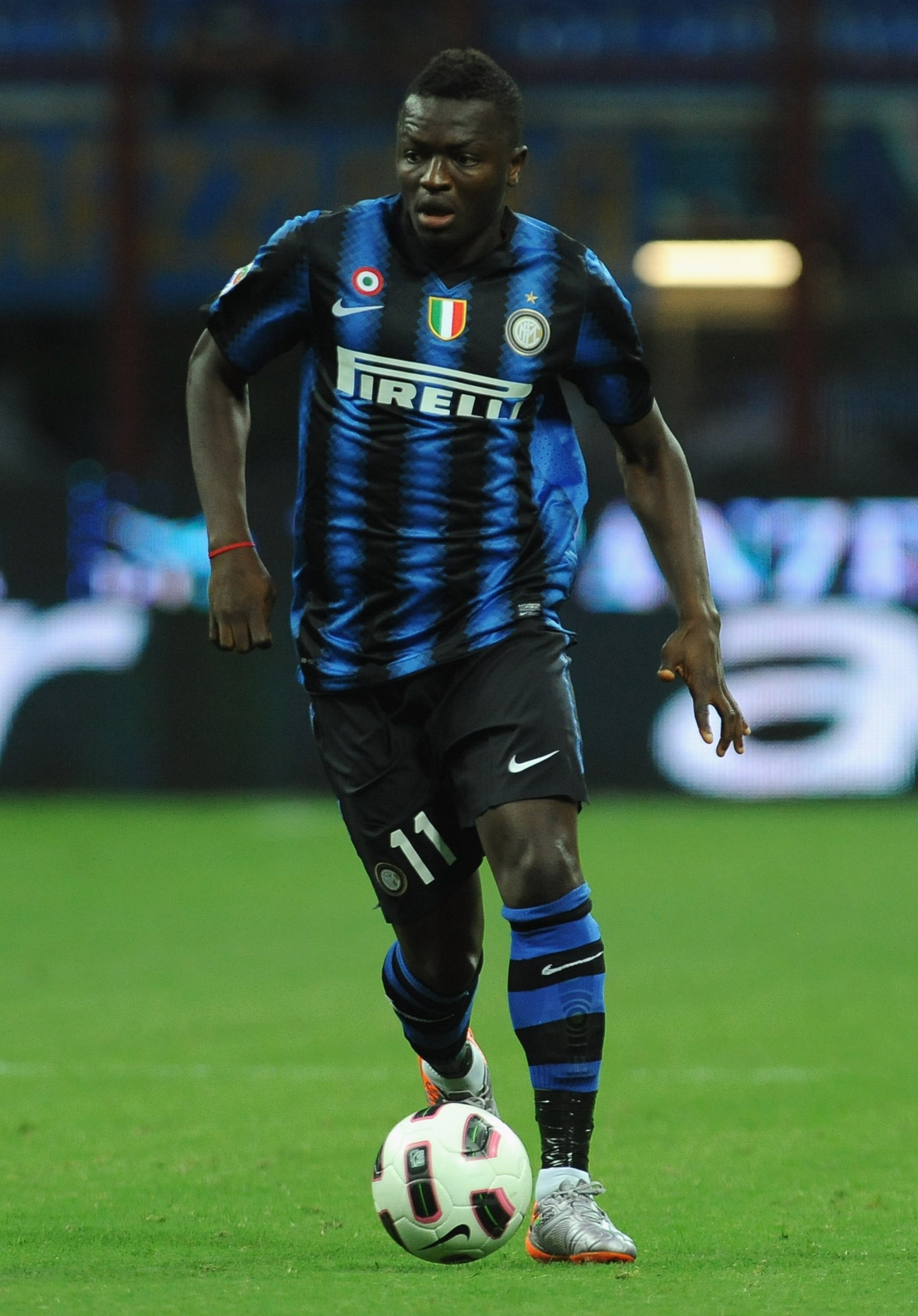 MILAN, ITALY - SEPTEMBER 11: Sulley Ali Muntari of FC Internazionale in action during the Serie A match between FC Internazionale and Udinese Calcio at Stadio Giuseppe Meazza on September 11, 2010 in Milan, Italy. (Photo by Valerio Pennicino/Getty Image MILAN, ITALY - SEPTEMBER 11: Sulley Ali Muntari of FC Internazionale in action during the Serie A match between FC Internazionale and Udinese Calcio at Stadio Giuseppe Meazza on September 11, 2010 in Milan, Italy. (Photo by Valerio Pennicino/Getty Image