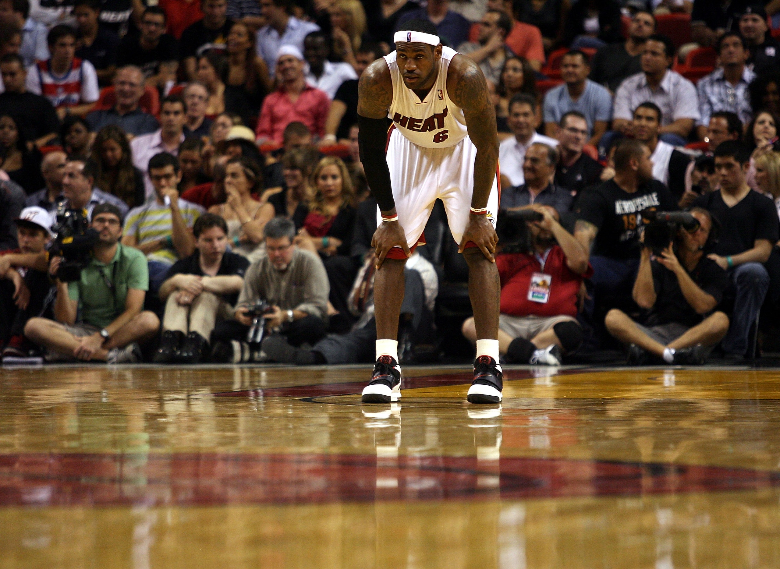 MIAMI - OCTOBER 05:  Forward LeBron James #6 of the Miami Heat plays against the Detroit Pistons on October 5, 2010 in Miami, Florida.  NOTE TO USER: User expressly acknowledges and agrees that, by downloading and or using this photograph, User is consent