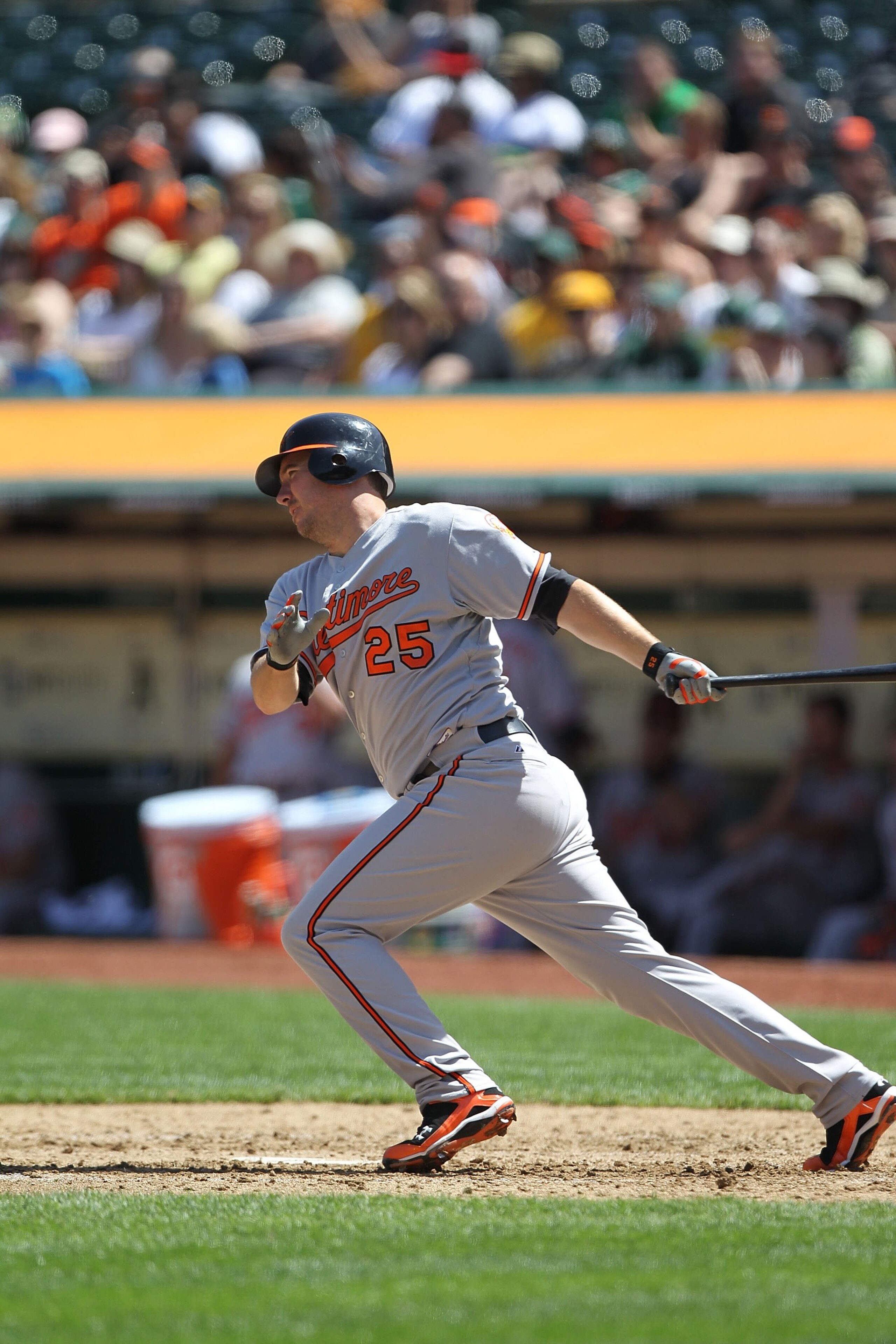OAKLAND, CA - APRIL 18:  Garrett Atkins #25 of the Baltimore Orioles in action against the Oakland Athletics during an MLB game at the Oakland-Alameda County Coliseum on April 18, 2010 in Oakland, California.  (Photo by Jed Jacobsohn/Getty Images)