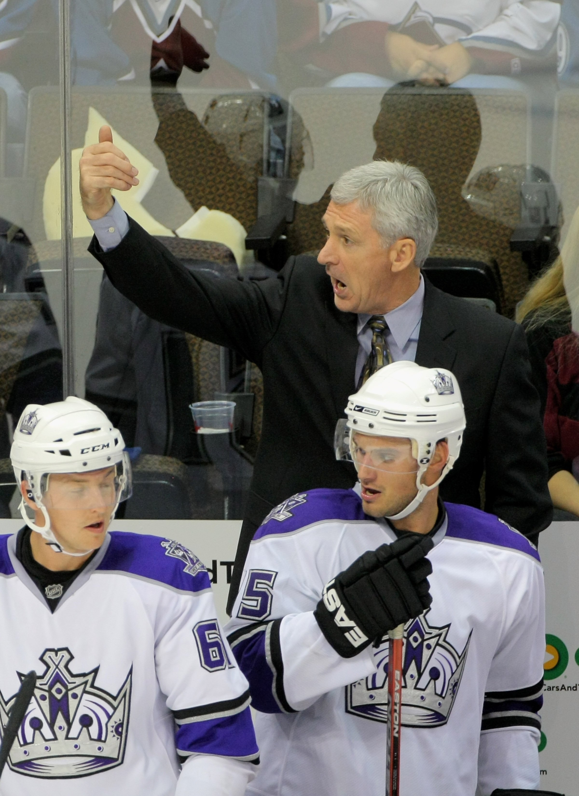 DENVER - SEPTEMBER 23:  Head coach Terry Murray of the Los Angeles Kings leads his team against the Colorado Avalanche during preseason NHL action at the Pepsi Center on September 23, 2009 in Denver, Colorado. The Avalanche defeated the Kings 3-2.  (Photo
