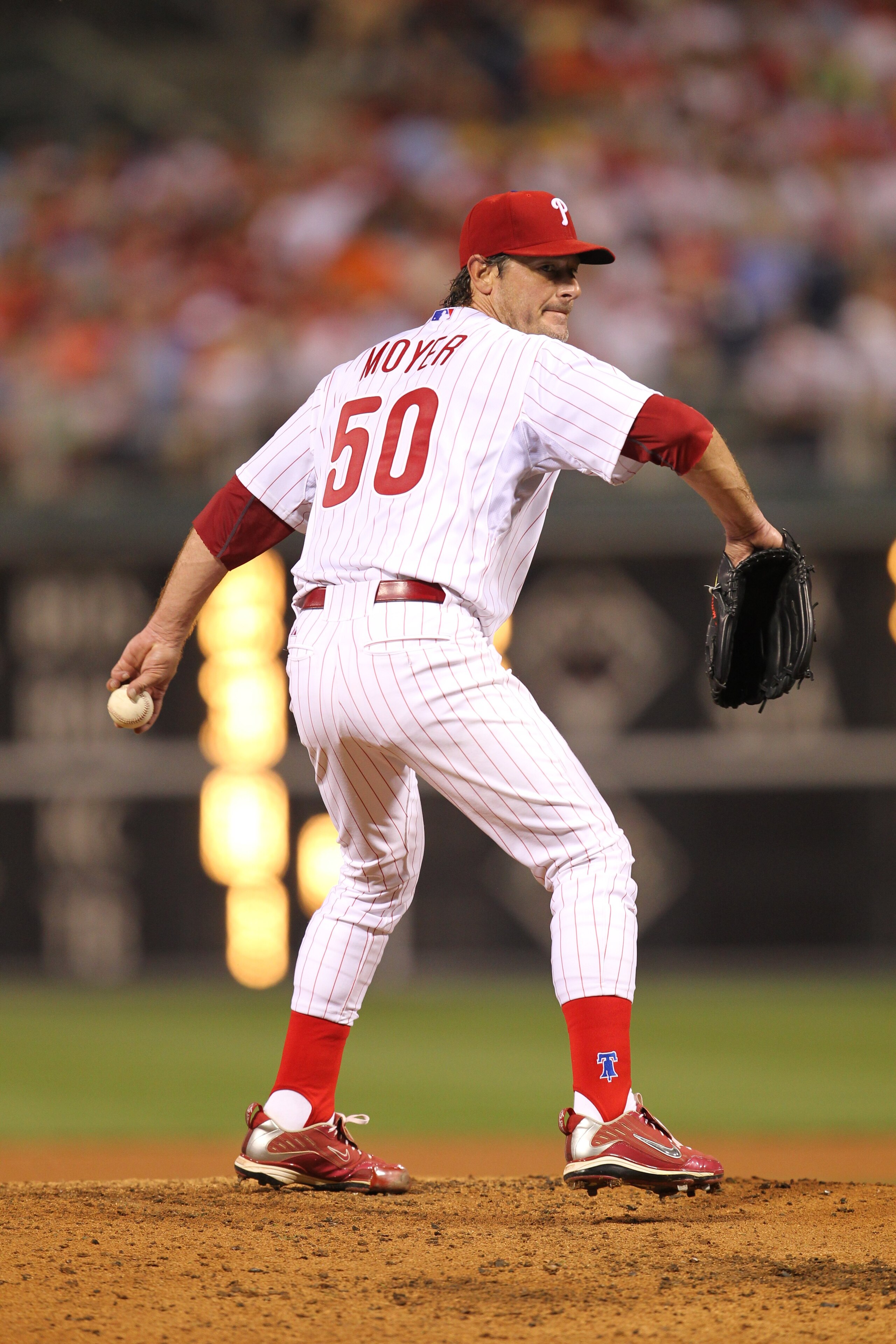 PHILADELPHIA - MAY 2: Starting pitcher Jamie Moyer #50 of the Philadelphia Phillies delivers a pitch during a game against the New York Mets at Citizens Bank Park on May 2, 2010 in Philadelphia, Pennsylvania. The Phillies won 11-5. (Photo by Hunter Martin