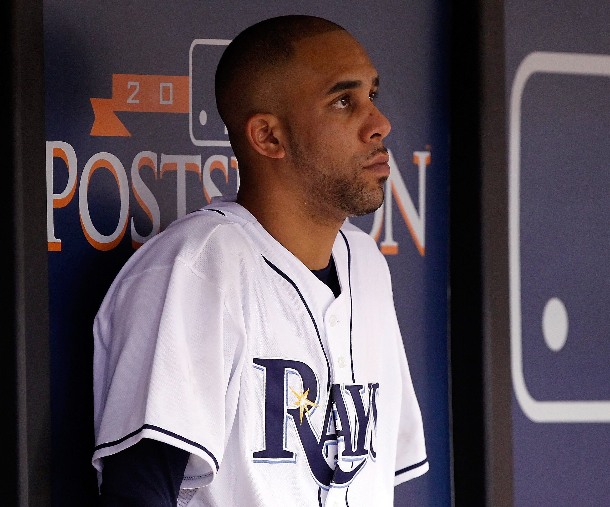 ST. PETERSBURG, FL - OCTOBER 06:  Pitcher David Price #14 of the Tampa Bay Rays looks on after being removed against the Texas Rangers during Game 1 of the ALDS at Tropicana Field on October 6, 2010 in St. Petersburg, Florida.  (Photo by J. Meric/Getty Im