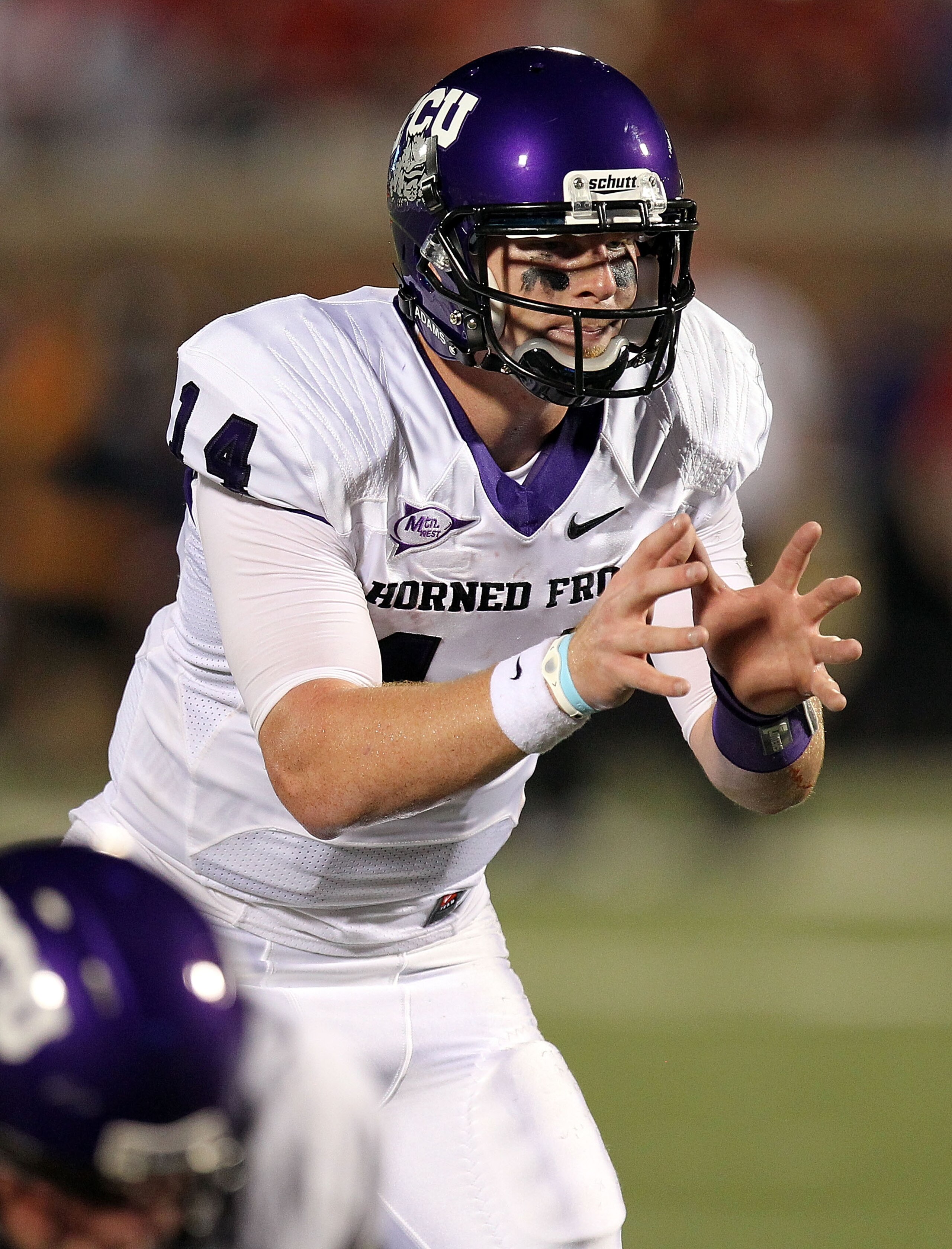 DALLAS - SEPTEMBER 24:  Quarterback Andy Dalton #14 of the TCU Horned Frogs at Gerald J. Ford Stadium on September 24, 2010 in Dallas, Texas.  (Photo by Ronald Martinez/Getty Images)