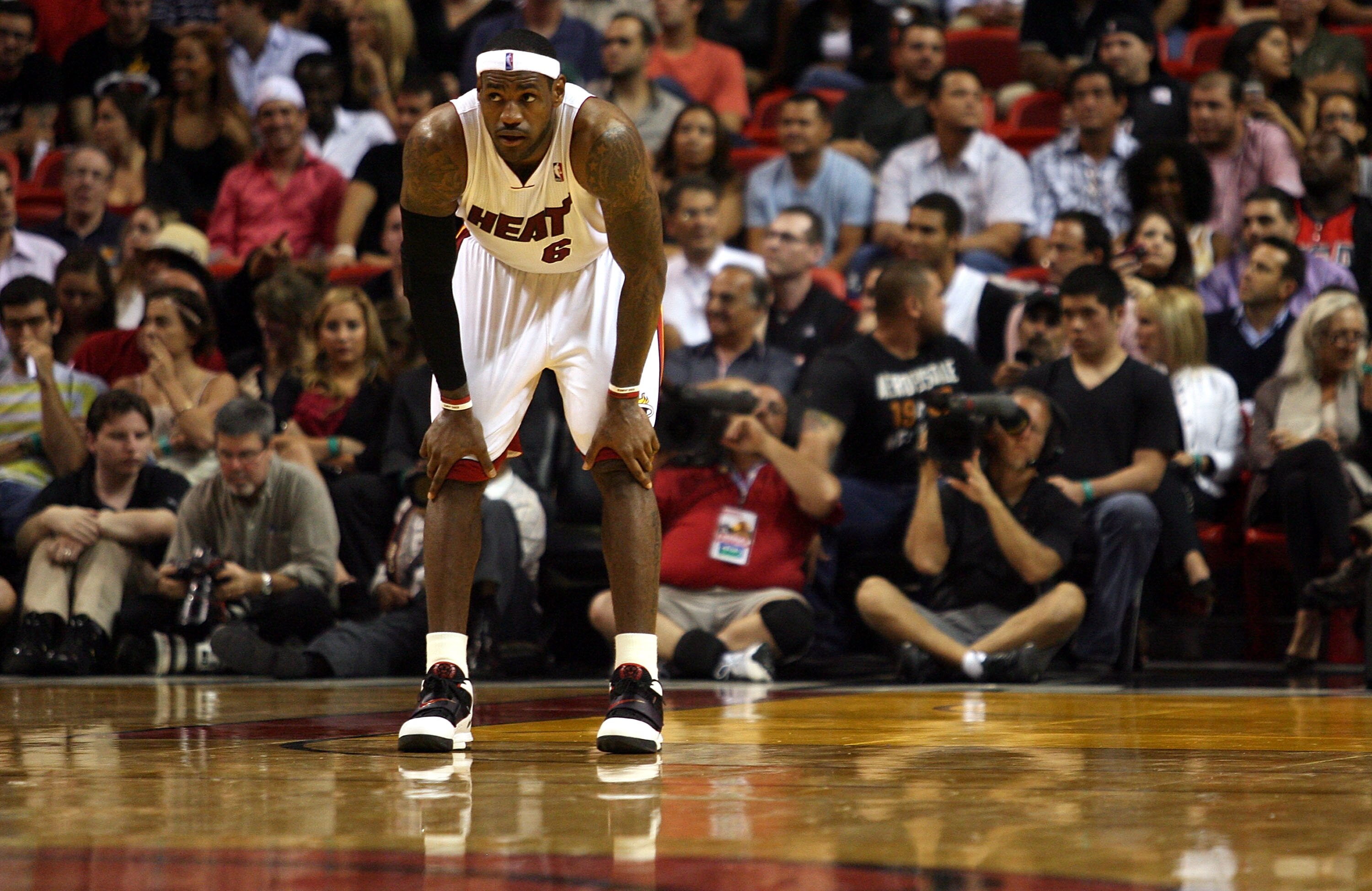 MIAMI - OCTOBER 05:  Forward LeBron James #6 of the Miami Heat plays against the Detroit Pistons on October 5, 2010 in Miami, Florida.  NOTE TO USER: User expressly acknowledges and agrees that, by downloading and or using this photograph, User is consent