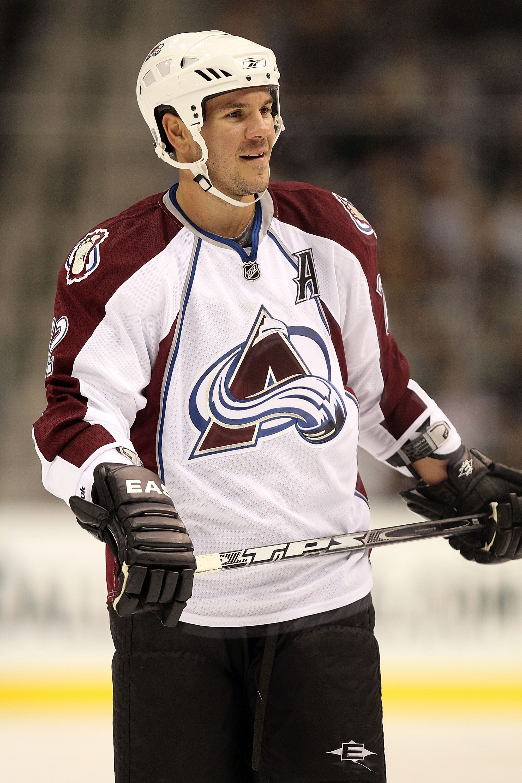 DALLAS - SEPTEMBER 30:  Defenseman Scott Hannan #22 of the Colorado Avalanche at American Airlines Center on September 30, 2010 in Dallas, Texas.  (Photo by Ronald Martinez/Getty Images)