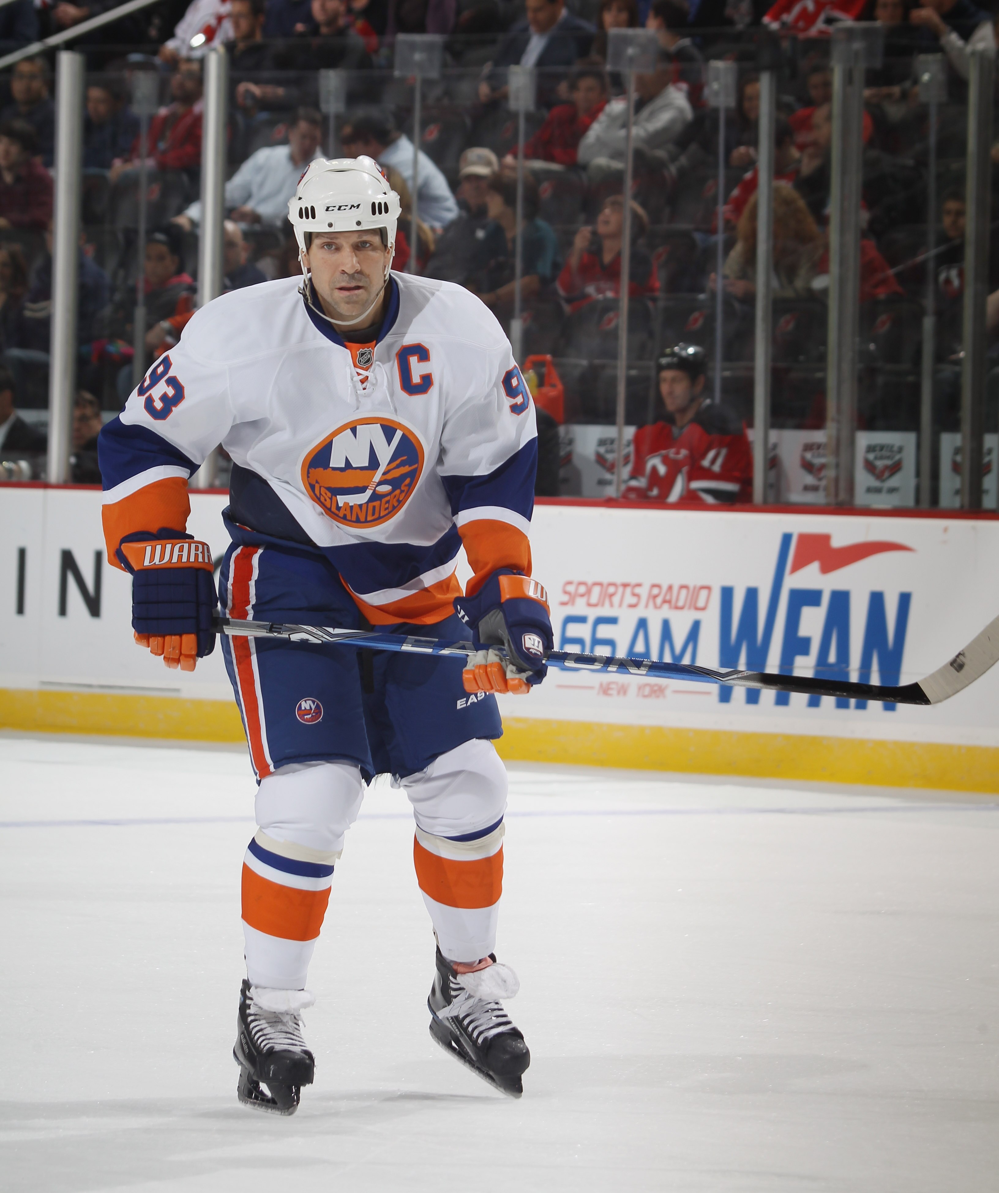 NEWARK, NJ - OCTOBER 01:  Doug Weight #93 of the New York Islanders skates  against the New Jersey Devils at the Prudential Center on October 1, 2010 in Newark, New Jersey.The Devils defeated the Islanders 4-3.  (Photo by Bruce Bennett/Getty Images)