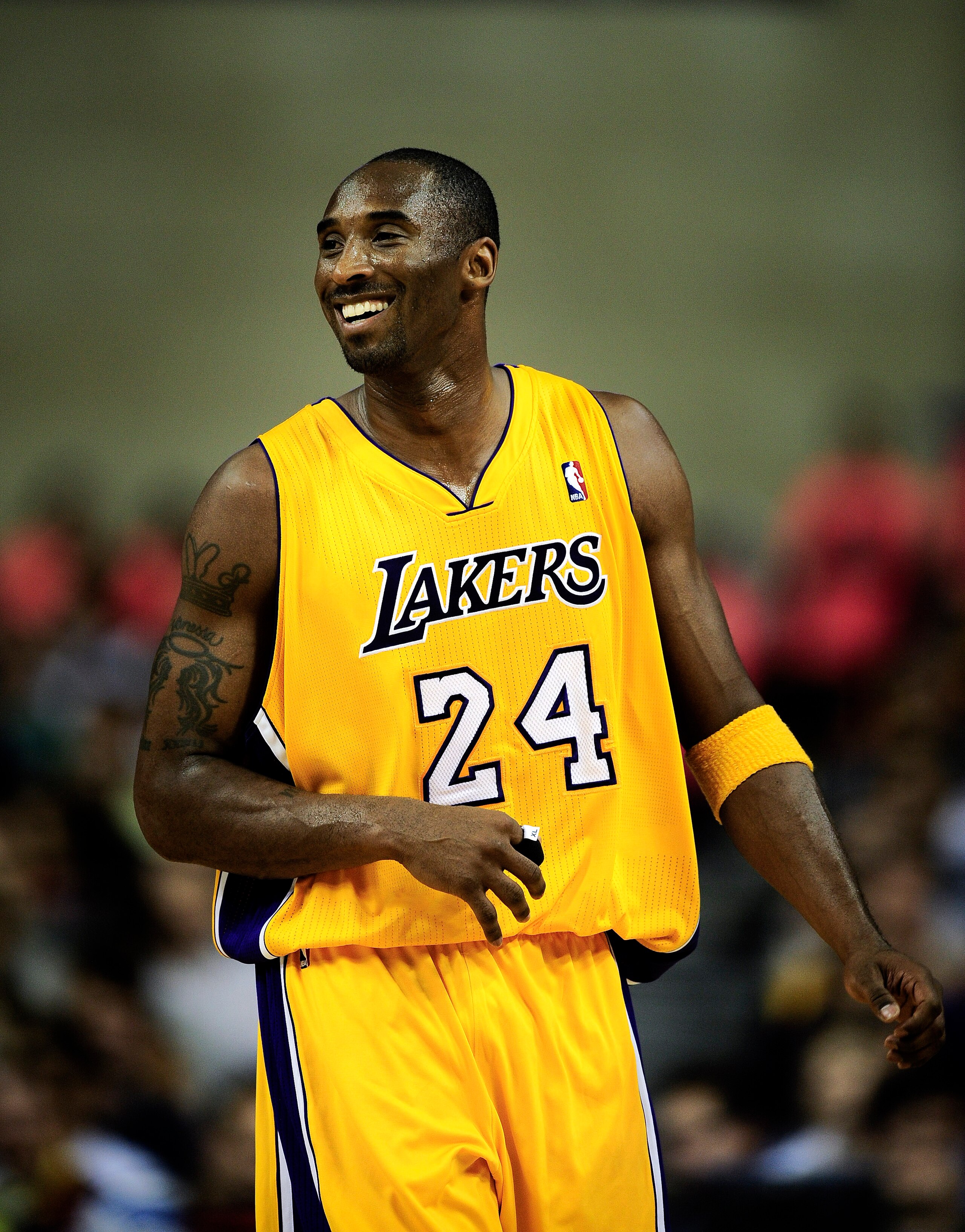 BARCELONA, SPAIN - OCTOBER 07: Kobe Bryant #24 of the Los Angeles Lakers smiles during the NBA Europe Live match between Los Angeles Lakers and Regal FC Barcelona at the at Palau Blaugrana on October 7, 2010 in Barcelona, Spain. (Photo by David Ramos/Ge BARCELONA, SPAIN - OCTOBER 07: Kobe Bryant #24 of the Los Angeles Lakers smiles during the NBA Europe Live match between Los Angeles Lakers and Regal FC Barcelona at the at Palau Blaugrana on October 7, 2010 in Barcelona, Spain. (Photo by David Ramos/Ge