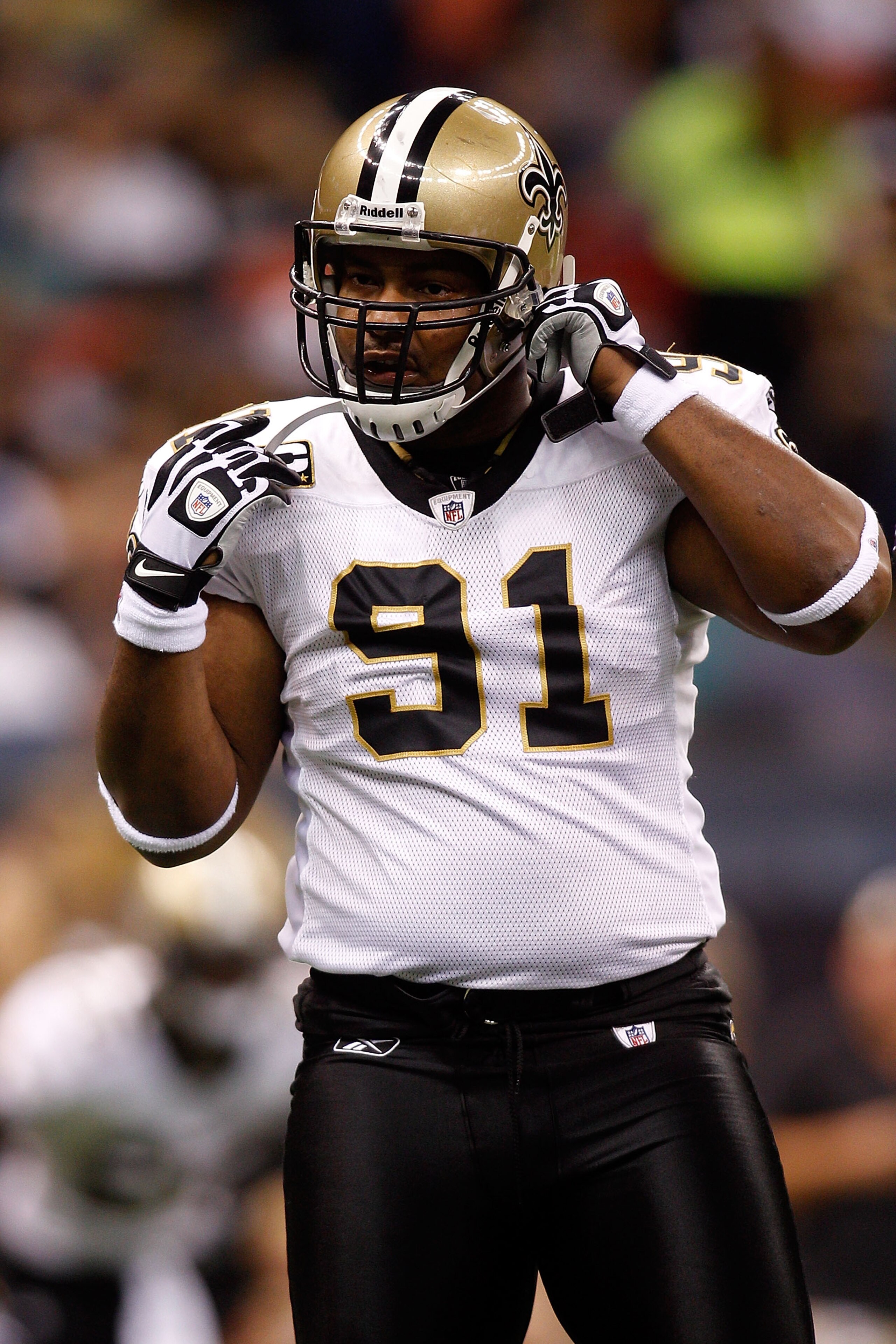 NEW ORLEANS - SEPTEMBER 26:  Will Smith #91 of the New Orleans Saints in action during the game against the Atlanta Falcons at the Louisiana Superdome on September 26, 2010 in New Orleans, Louisiana.  (Photo by Chris Graythen/Getty Images)