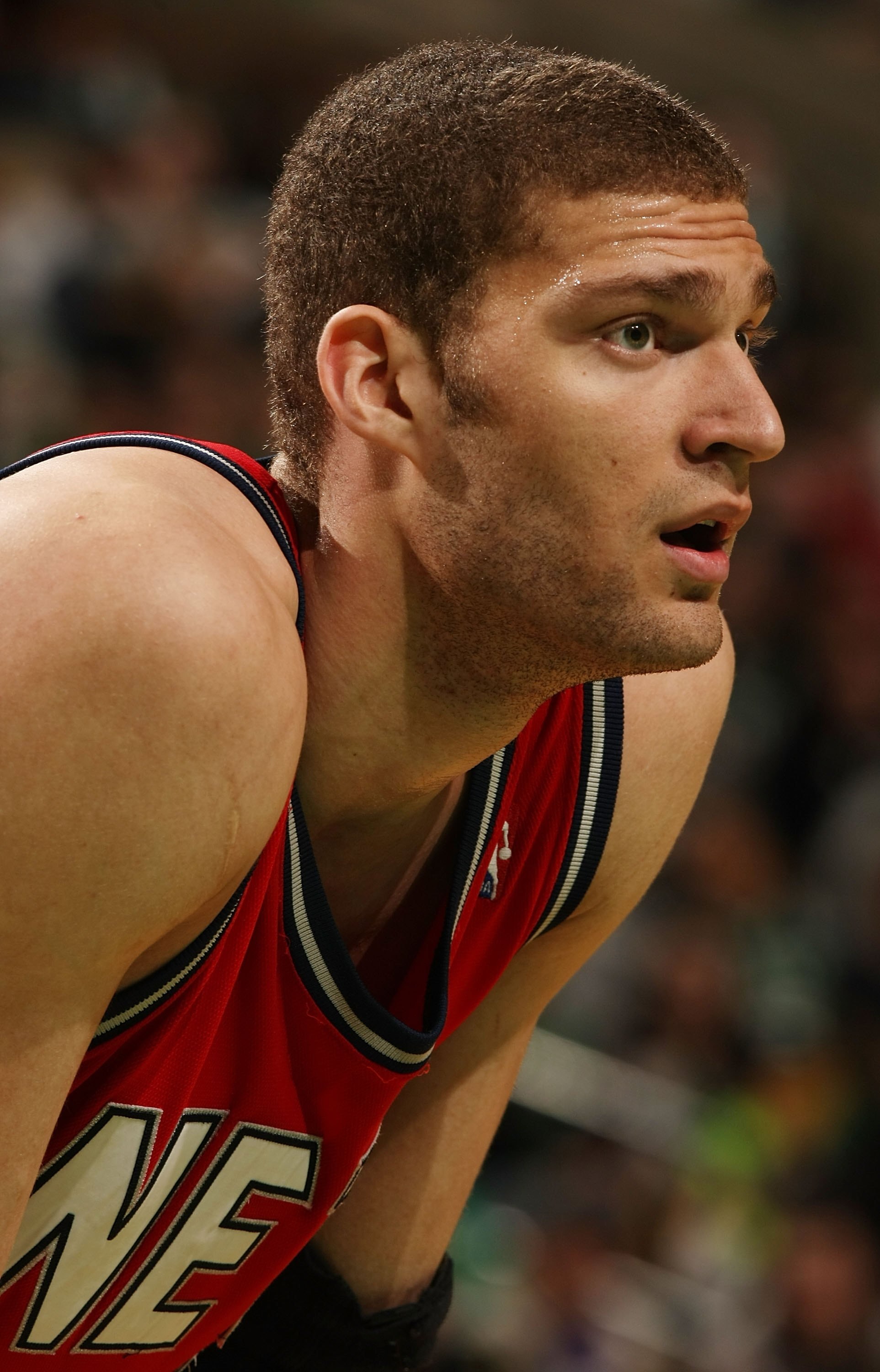 BOSTON - FEBRUARY 27:  Brook Lopez #11 of the New Jersey Nets looks on during a free throw in the second half against the Boston Celtics at the TD Garden on February 27, 2010 in Boston, Massachusetts. The Nets defeated the Celtics 104-96.  NOTE TO USER: U