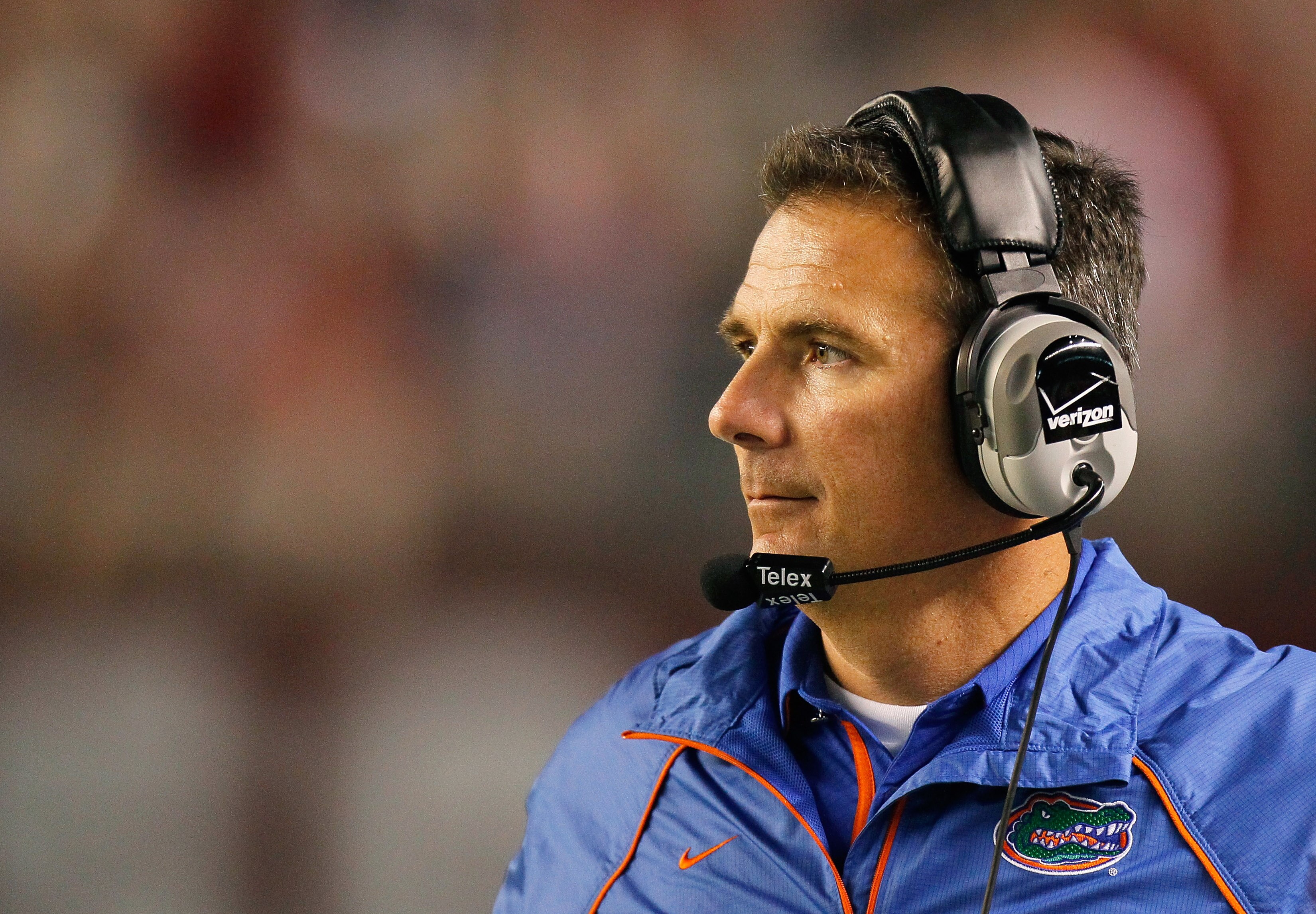 TUSCALOOSA, AL - OCTOBER 02:  Head coach Urban Meyer of the Florida Gators against the Alabama Crimson Tide at Bryant-Denny Stadium on October 2, 2010 in Tuscaloosa, Alabama.  (Photo by Kevin C. Cox/Getty Images)