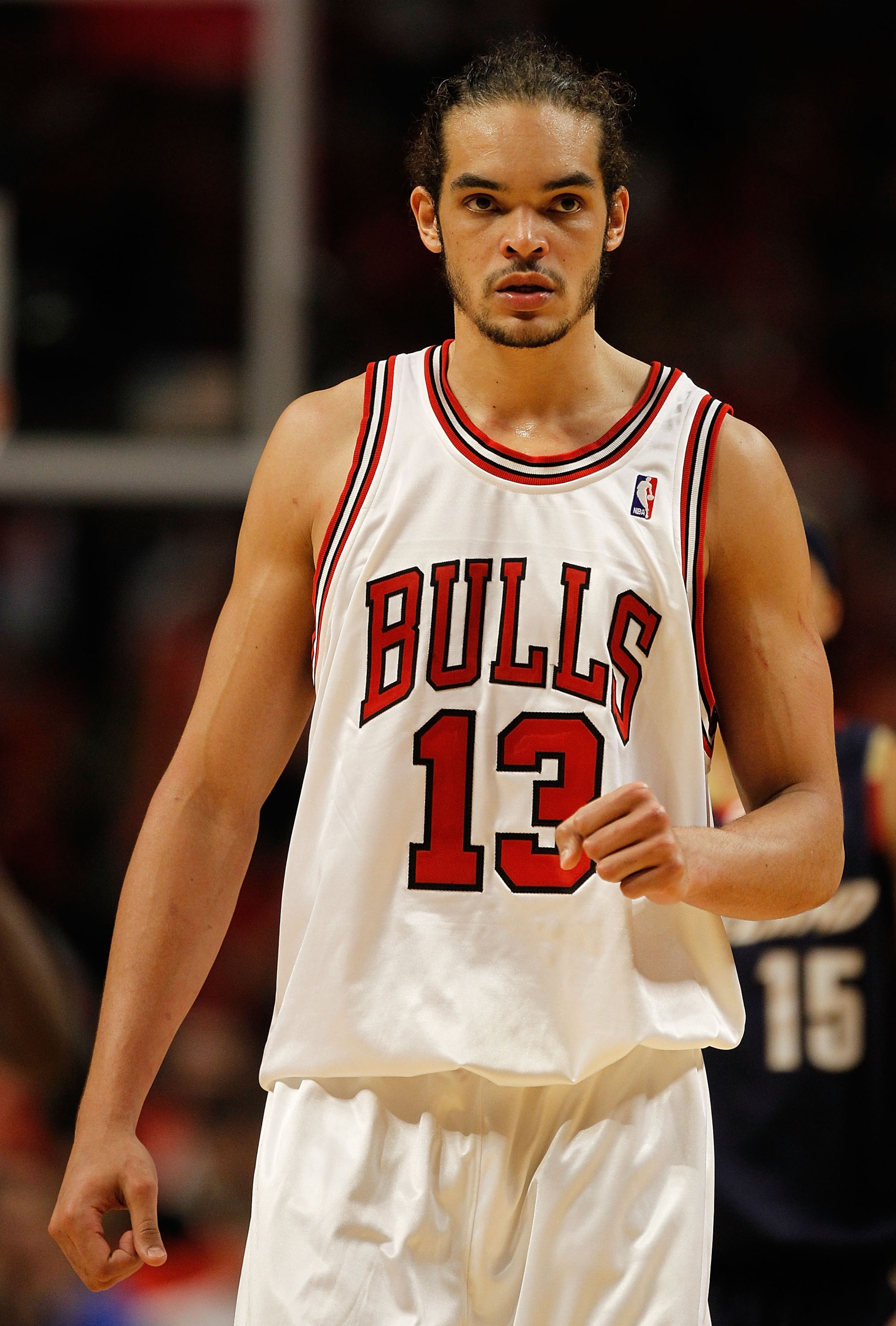 CHICAGO - APRIL 22: Joakim Noah #13 of the Chicago Bulls pumps his fist in celebration in the final seconds against the Cleveland Cavaliers in Game Three of the Eastern Conference Quarterfinals during the 2010 NBA Playoffs at the United Center on April 22