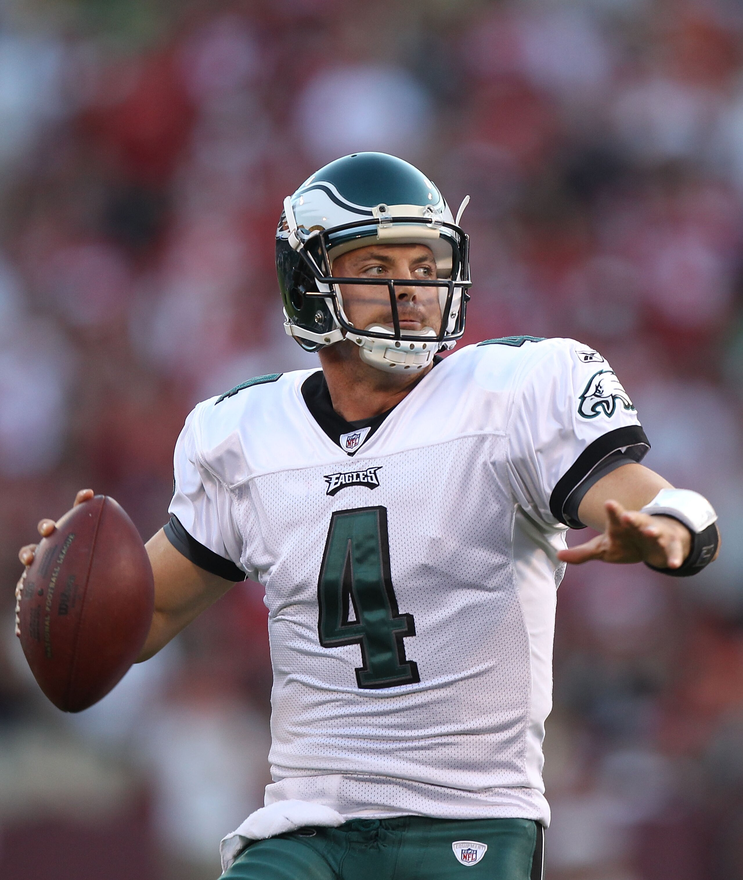 SAN FRANCISCO - OCTOBER 10: Kevin Kolb #4 of the Philadelphia Eagles passes against the San Francisco 49ers during an NFL game at Candlestick Park on October 10, 2010 in San Francisco, California. (Photo by Jed Jacobsohn/Getty Images) SAN FRANCISCO - OCTOBER 10: Kevin Kolb #4 of the Philadelphia Eagles passes against the San Francisco 49ers during an NFL game at Candlestick Park on October 10, 2010 in San Francisco, California. (Photo by Jed Jacobsohn/Getty Images)
