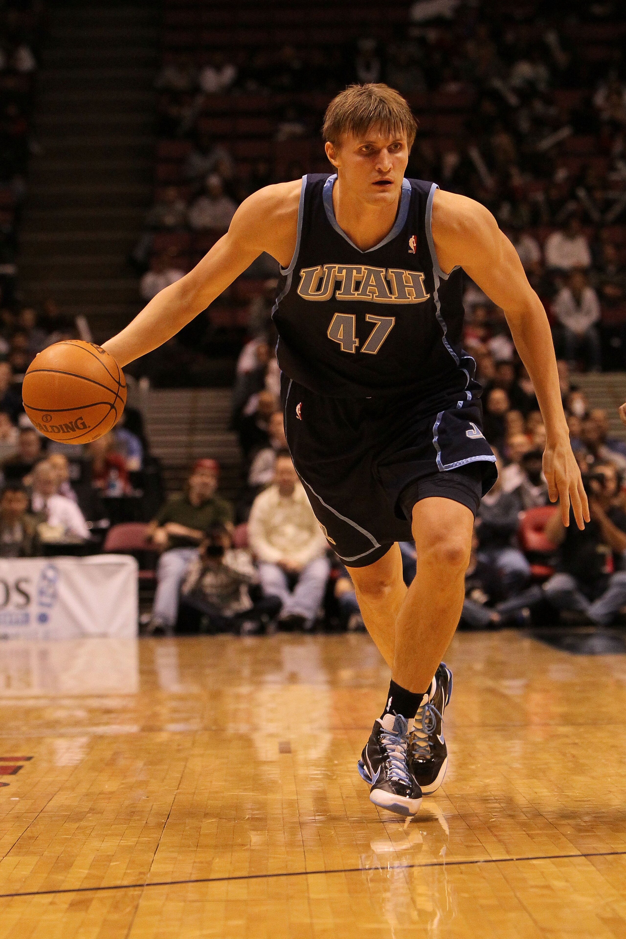 EAST RUTHERFORD, NJ - DECEMBER 16:  Andrei Kirilenko #47  of The Utah Jazz in action against the New Jersey Nets during their game on December 16th, 2009 at The Izod Center in East Rutherford, New Jersey.  NOTE TO USER: User expressly acknowledges and agr