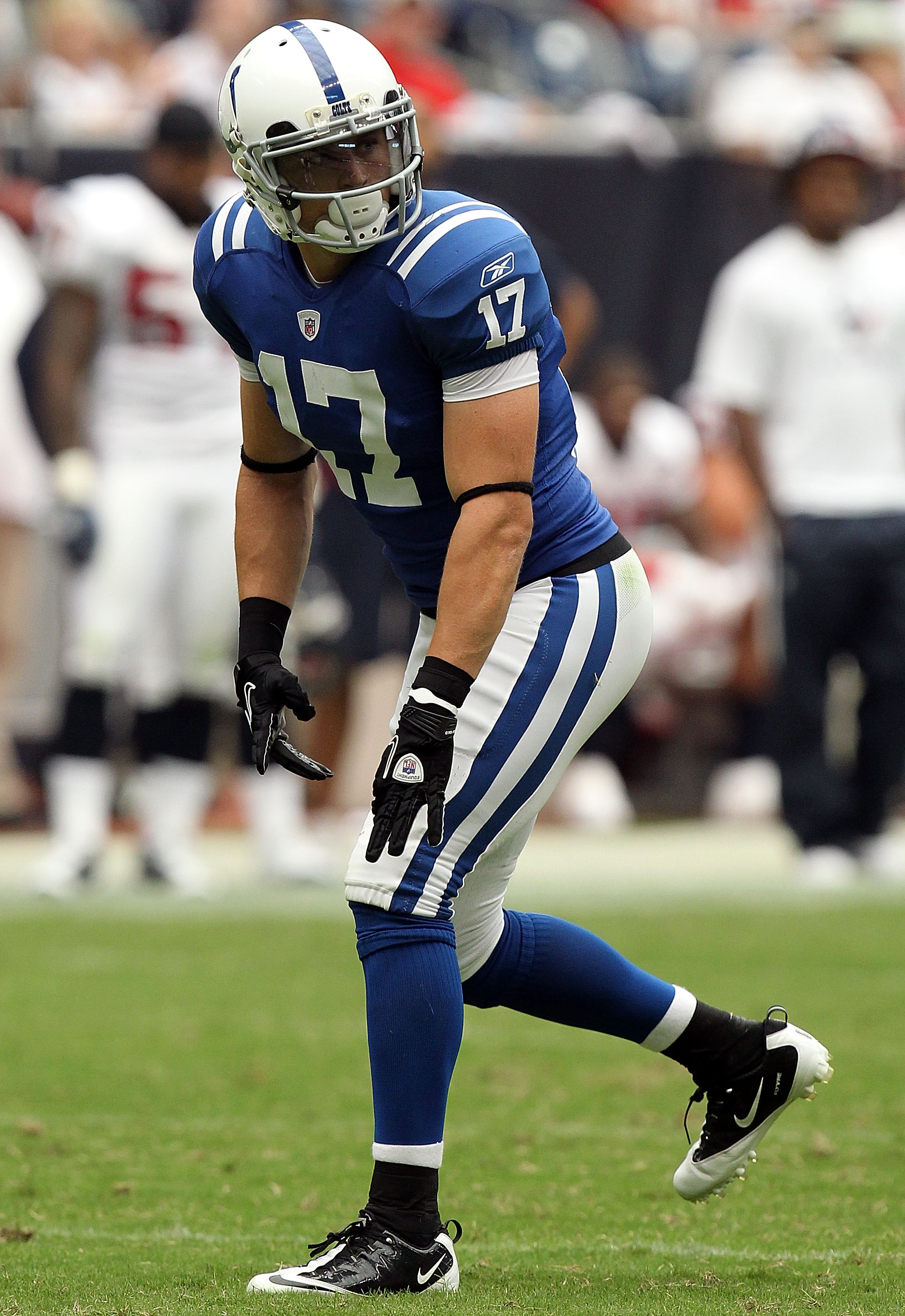 HOUSTON - SEPTEMBER 12:  Wide receiver Austin Collie #17 of the Indianapolis Colts at Reliant Stadium on September 12, 2010 in Houston, Texas.  (Photo by Ronald Martinez/Getty Images)