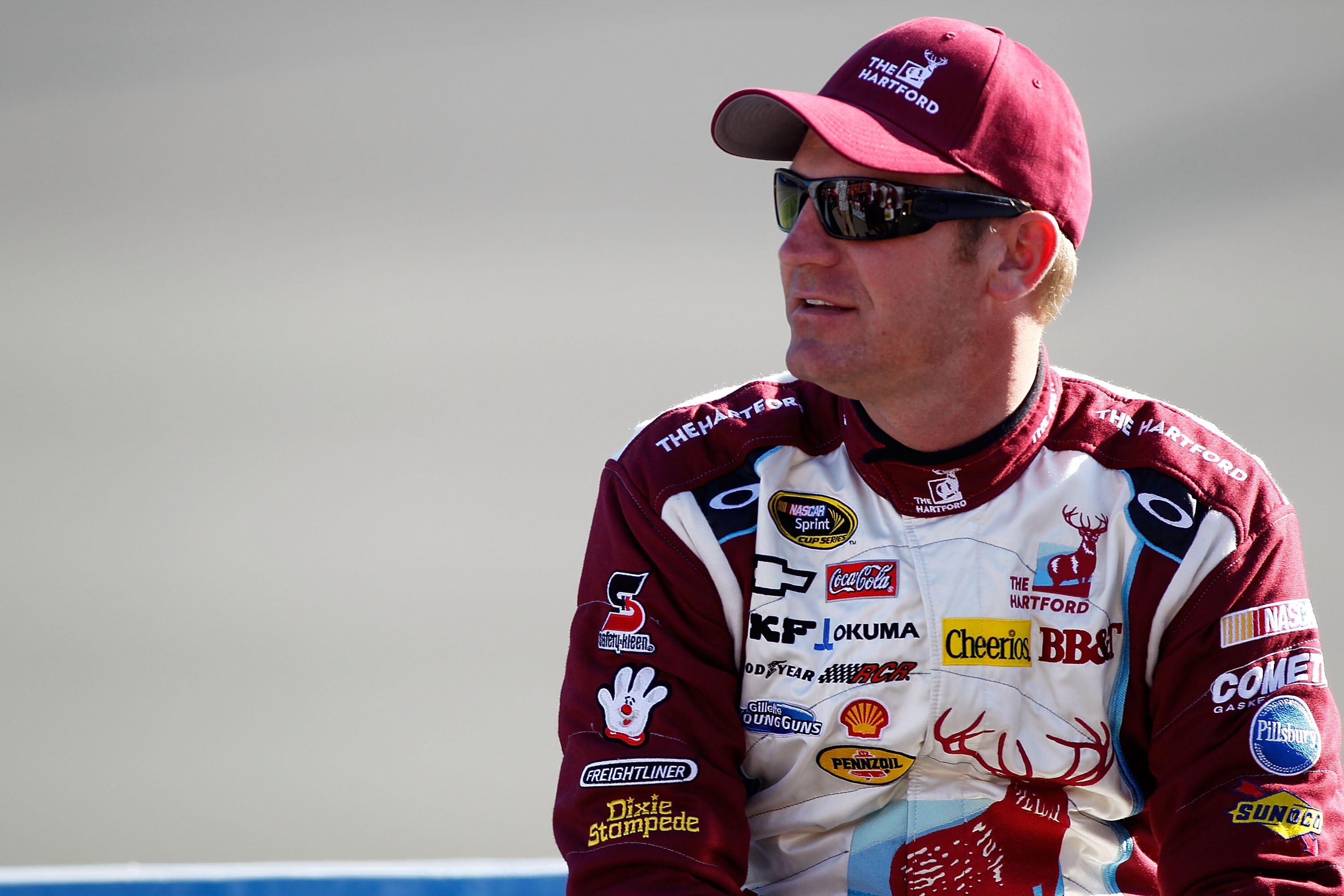 FONTANA, CA - OCTOBER 08:  Clint Bowyer, driver of the #33 The Hartford Chevrolet, sits on pit road during qualifying for the NASCAR Sprint Cup Series Pepsi Max 400 on October 8, 2010 in Fontana, California.  (Photo by Todd Warshaw/Getty Images for NASCAR