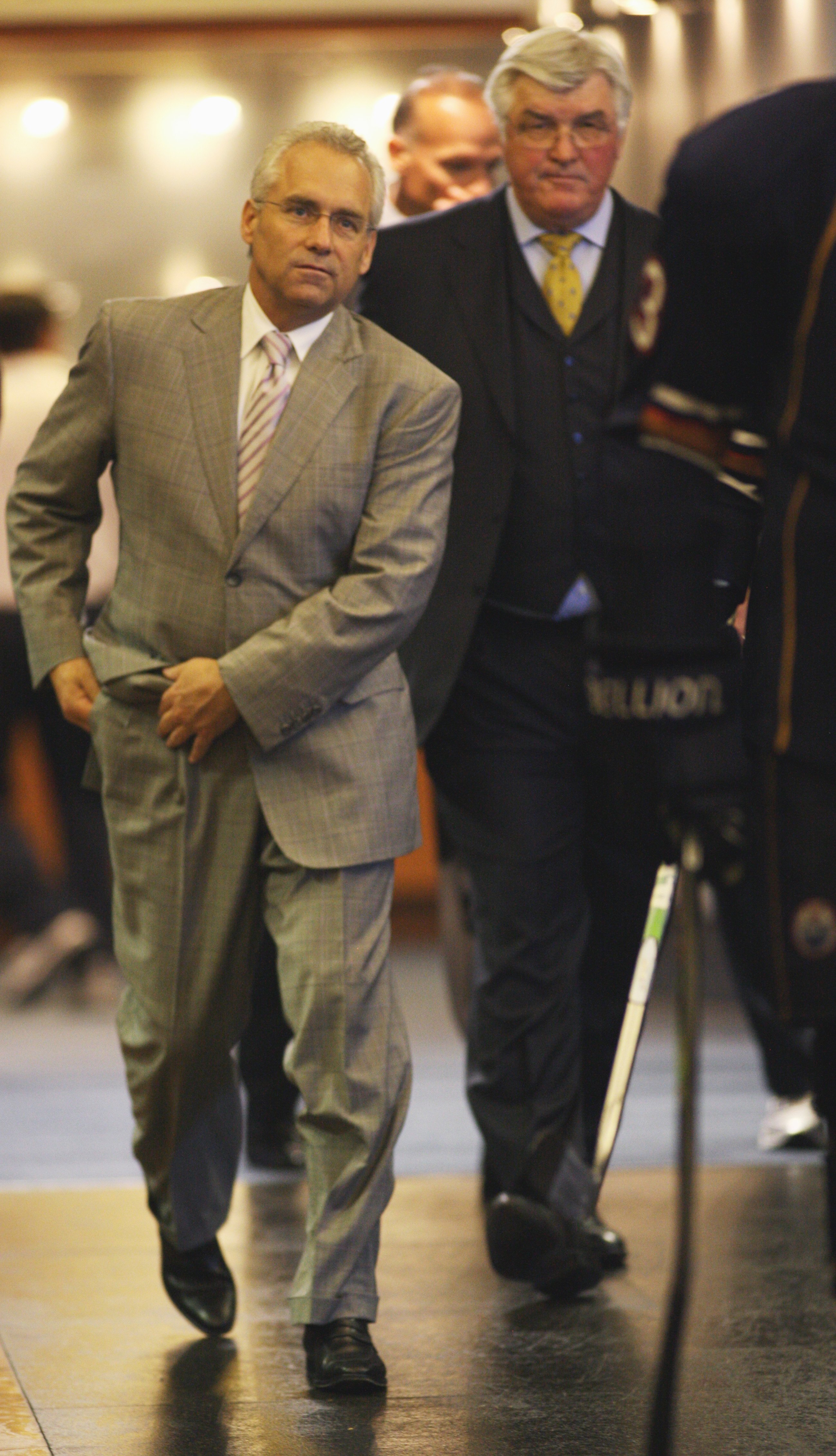 EDMONTON, CANADA - SEPTEMBER 16:  Associate Coach Tom Renney of the Edmonton Oilers walks out to the ice at the start of the game against the New York Islanders on September 16, 2009 at Rexall Place in Edmonton, Alberta, Canada. The Oilers won 3-2. (Photo
