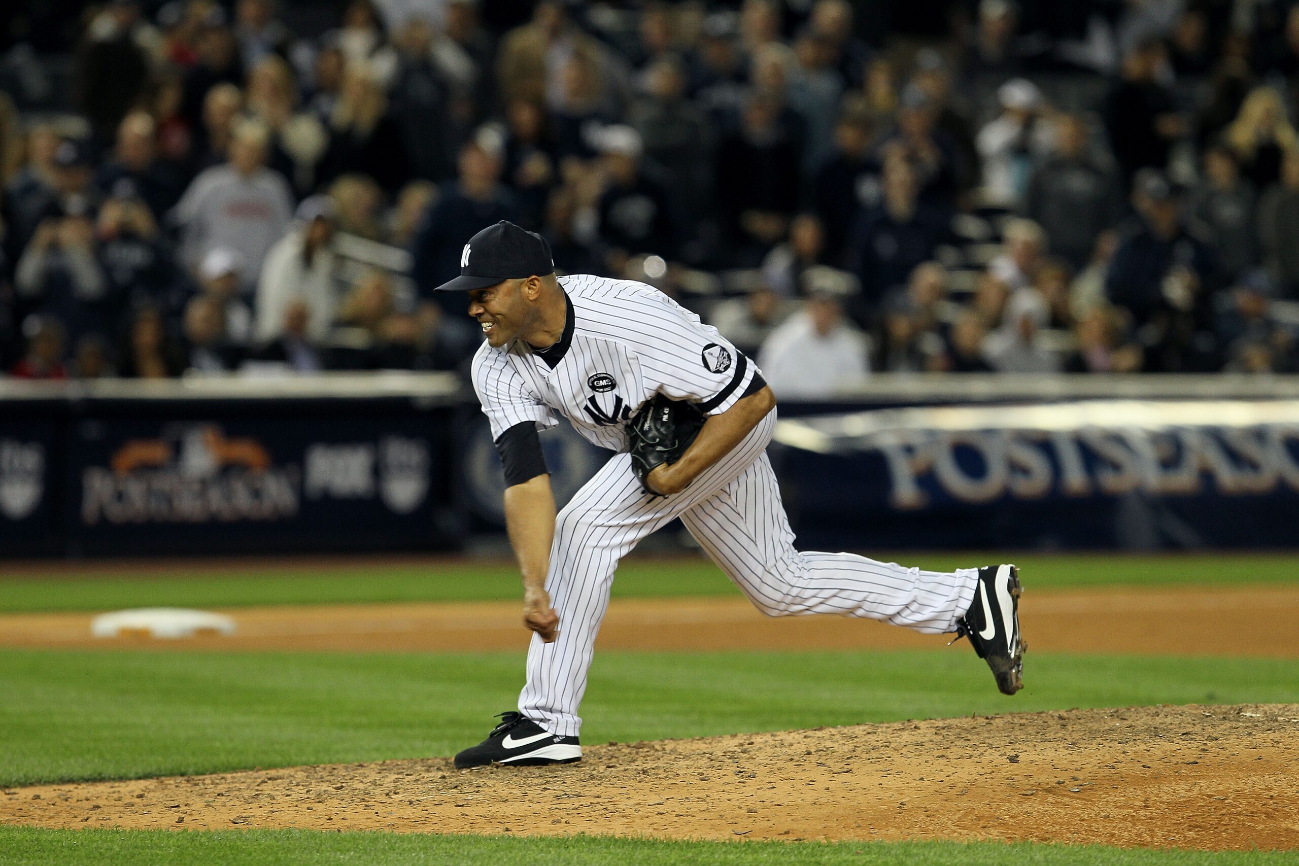 NEW YORK - OCTOBER 09:  Mariano Rivera #42 of the New York Yankees throws a pitch against the Minnesota Twins during Game Three of the ALDS part of the 2010 MLB Playoffs at Yankee Stadium on October 9, 2010 in the Bronx borough of New York City.  (Photo b
