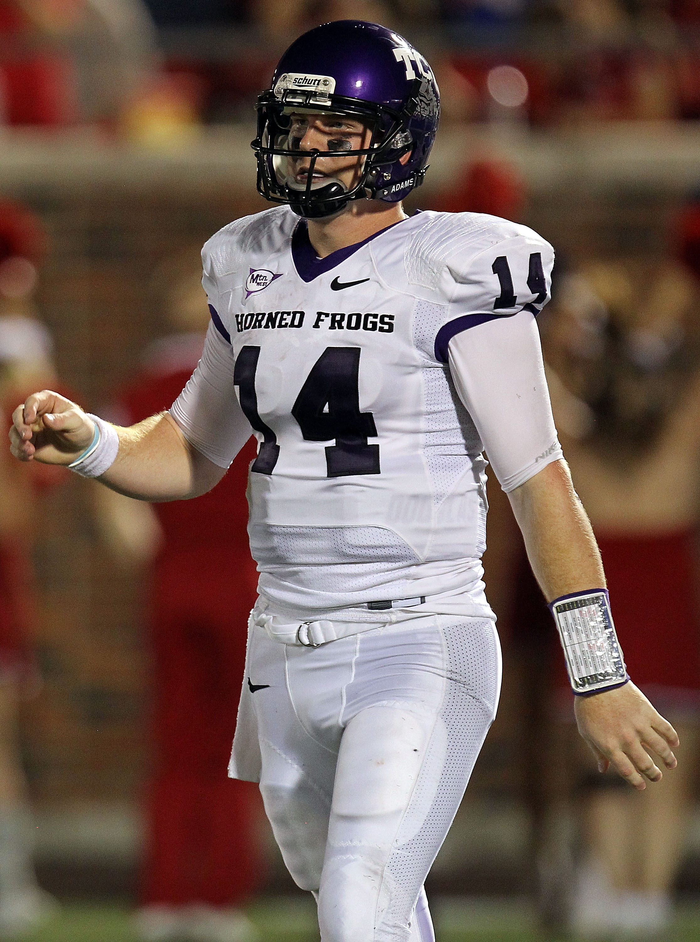 DALLAS - SEPTEMBER 24:  Quarterback Andy Dalton #14 of the TCU Horned Frogs at Gerald J. Ford Stadium on September 24, 2010 in Dallas, Texas.  (Photo by Ronald Martinez/Getty Images)