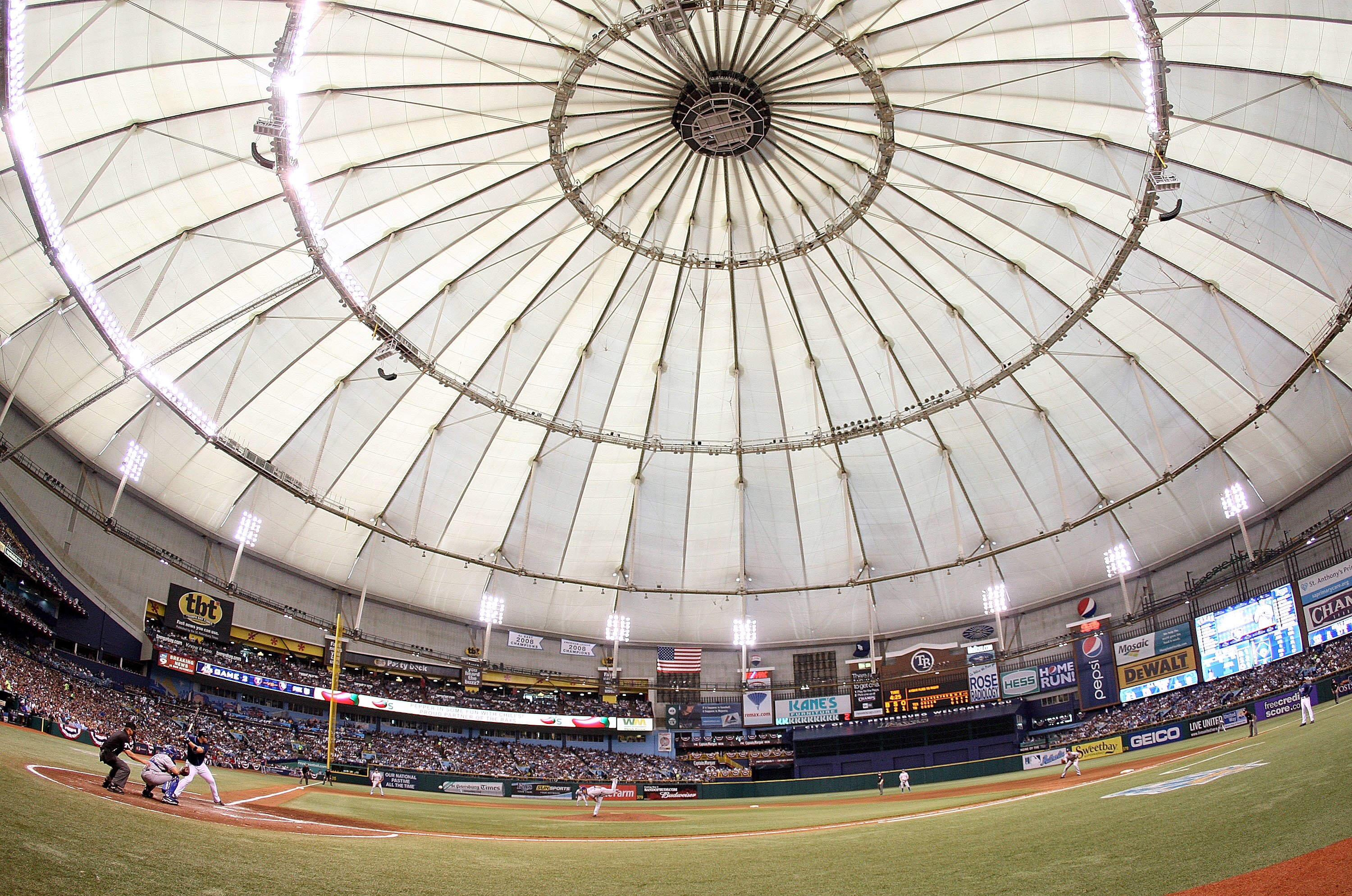 ST PETERSBURG, FL - OCTOBER 07: General view during Game 2 of the ALDS between the Texas Rangers and the Tampa Bay Rays at Tropicana Field on October 7, 2010 in St. Petersburg, Florida.  (Photo by Mike Ehrmann/Getty Images)