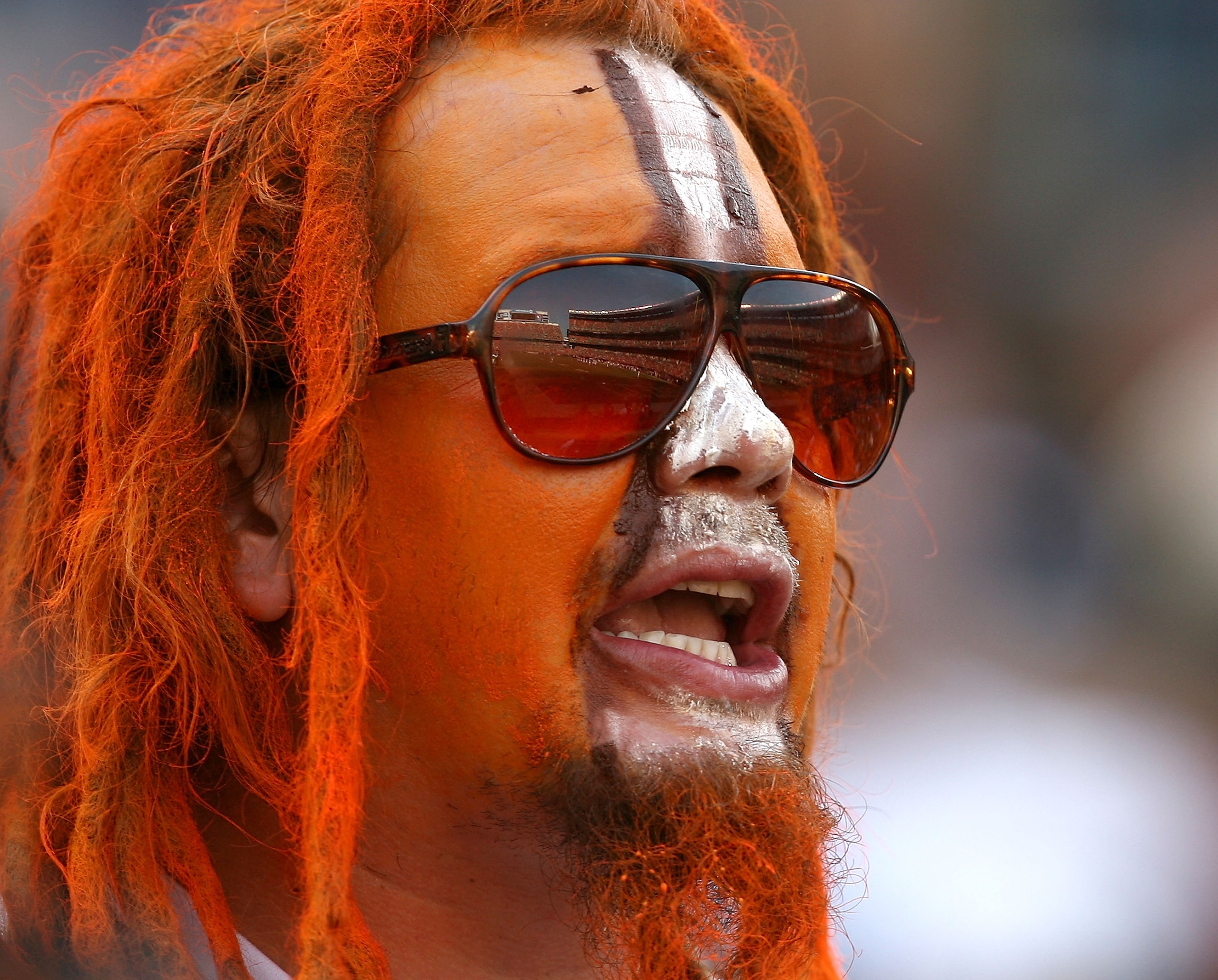 CLEVELAND - OCTOBER 10:  A spectator yells from his seat during a game between the Cleveland Browns and the Atlanta Falcons at Cleveland Browns Stadium on October 10, 2010 in Cleveland, Ohio.  (Photo by Matt Sullivan/Getty Images)
